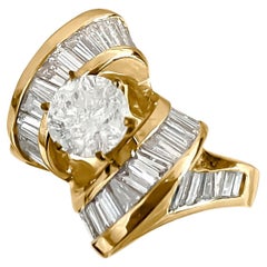 Art Deco 3.00 Carat Diamond Engagement Ring 14K Gold