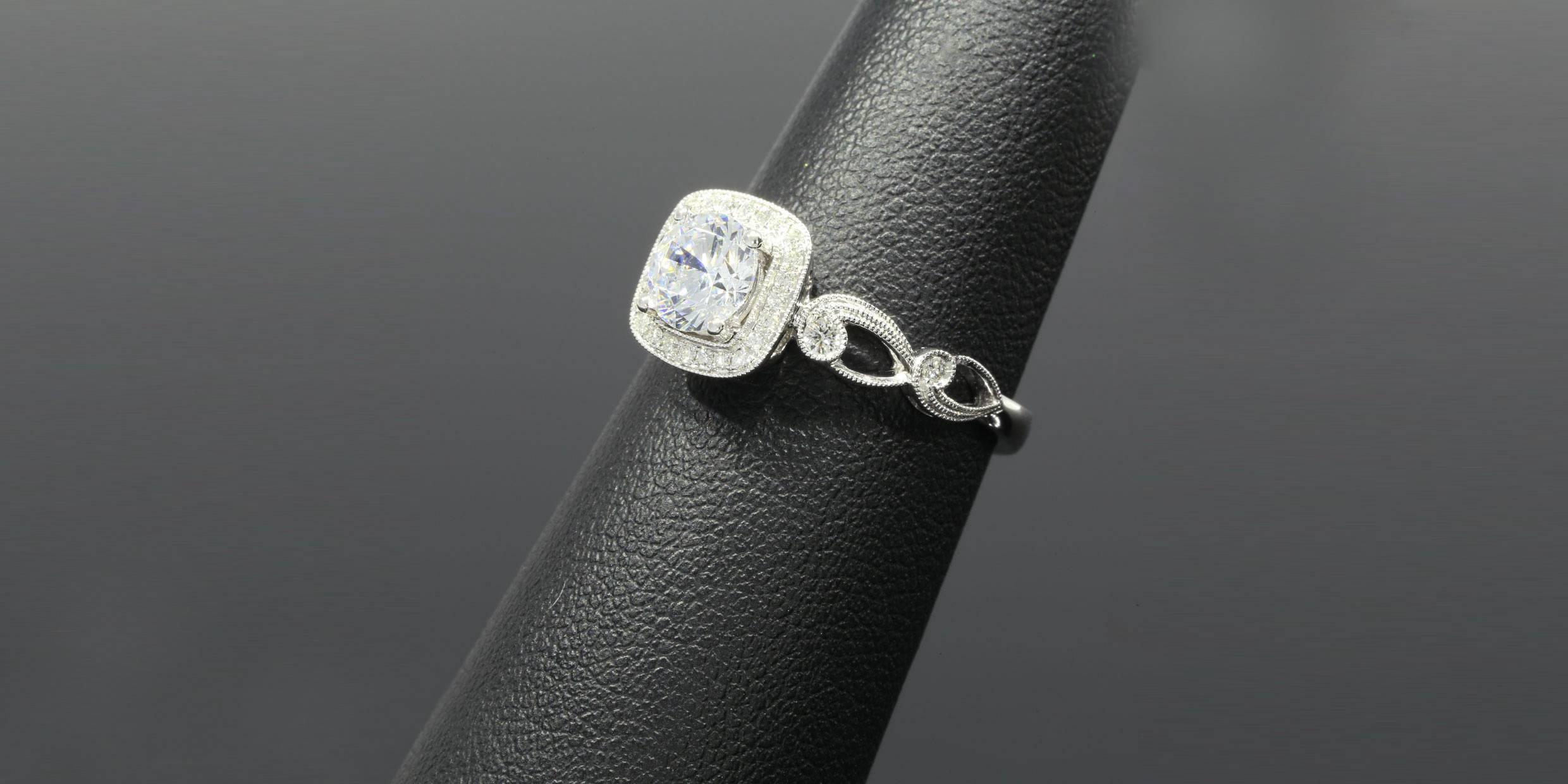 Simon G. Cushion Halo GIA Cert .76 Carat Diamond Gold Engagement Ring 2