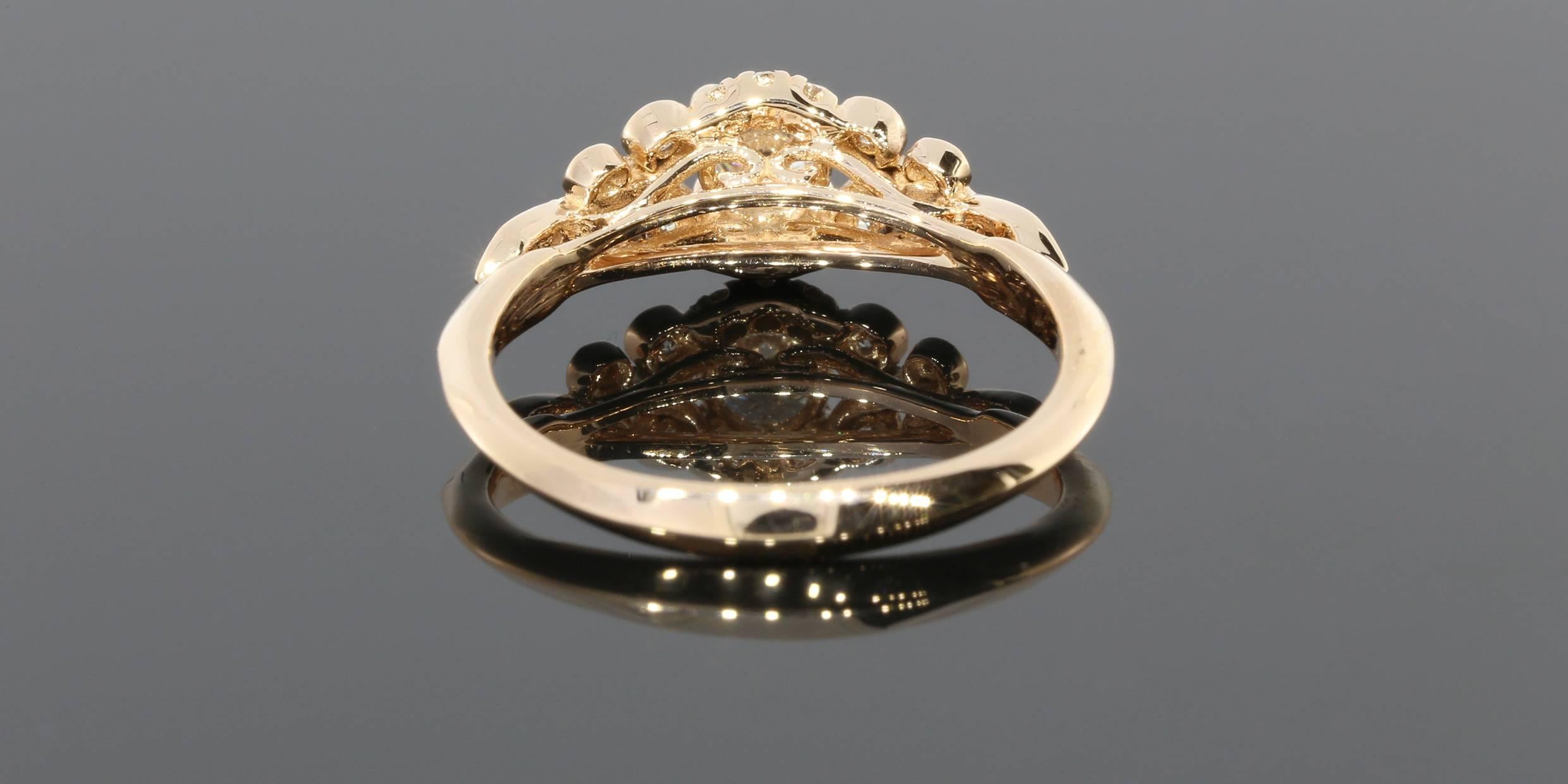 Floral Diamond Gold Engagement Ring 2