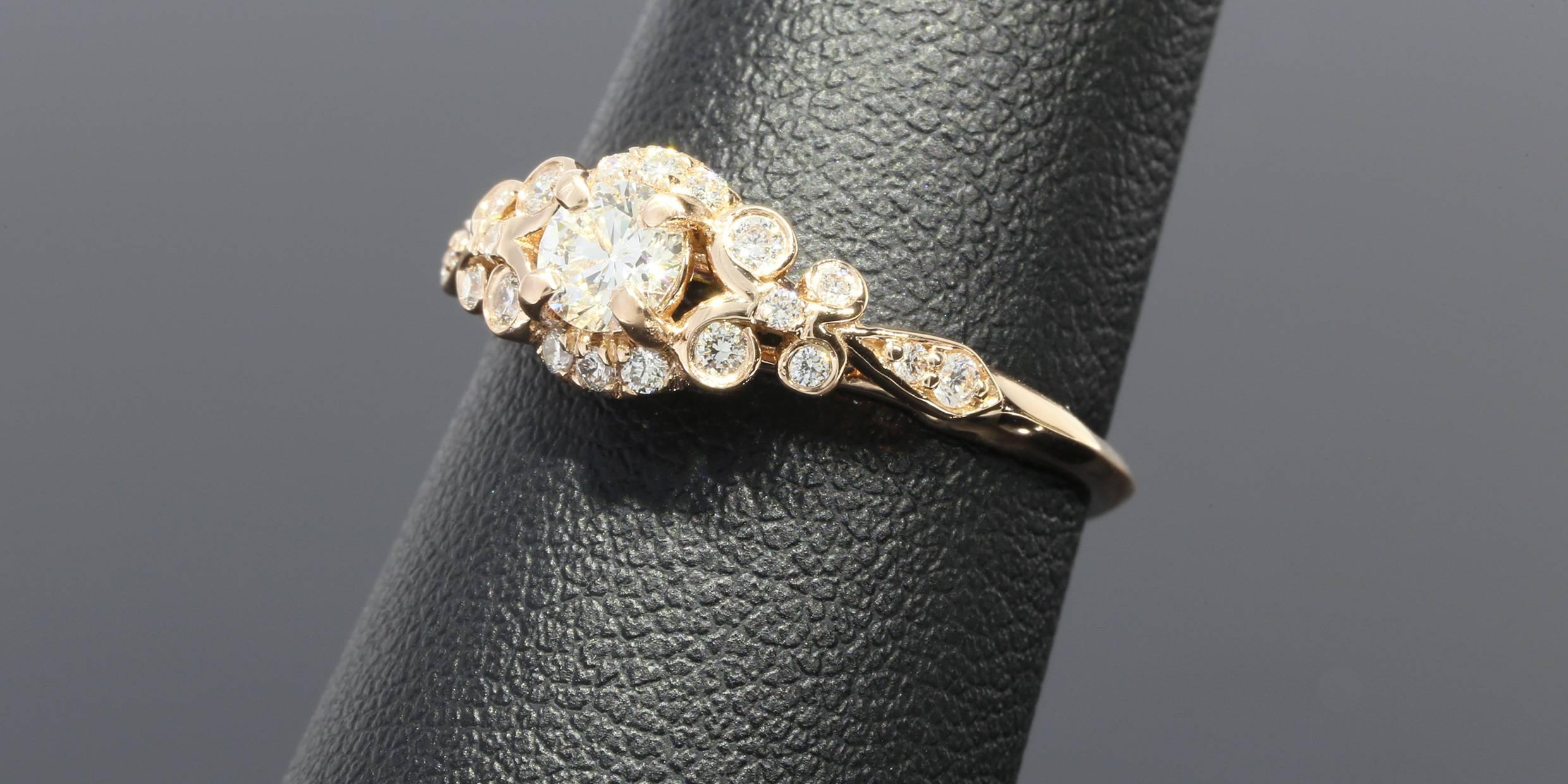 Women's Floral Diamond Gold Engagement Ring