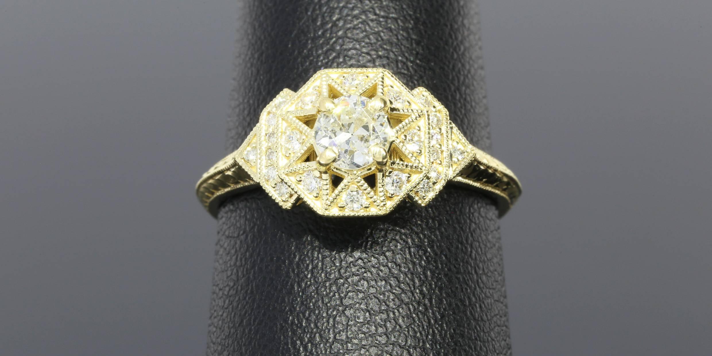 art deco yellow gold ring