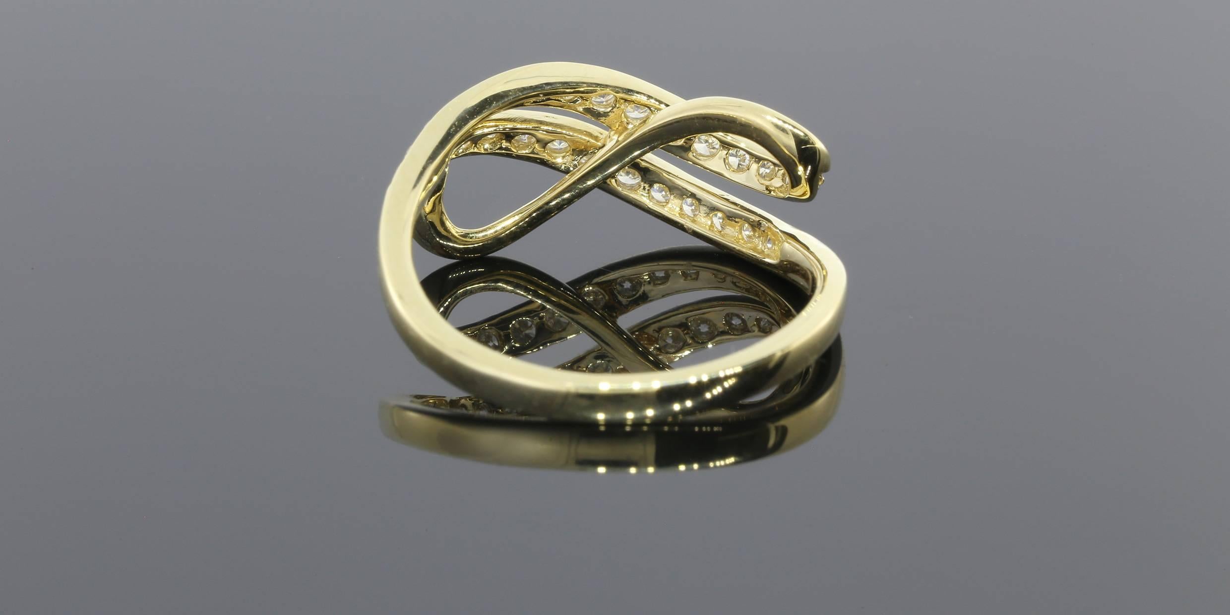 Diamond Gold Bypass Swirl Ring 2