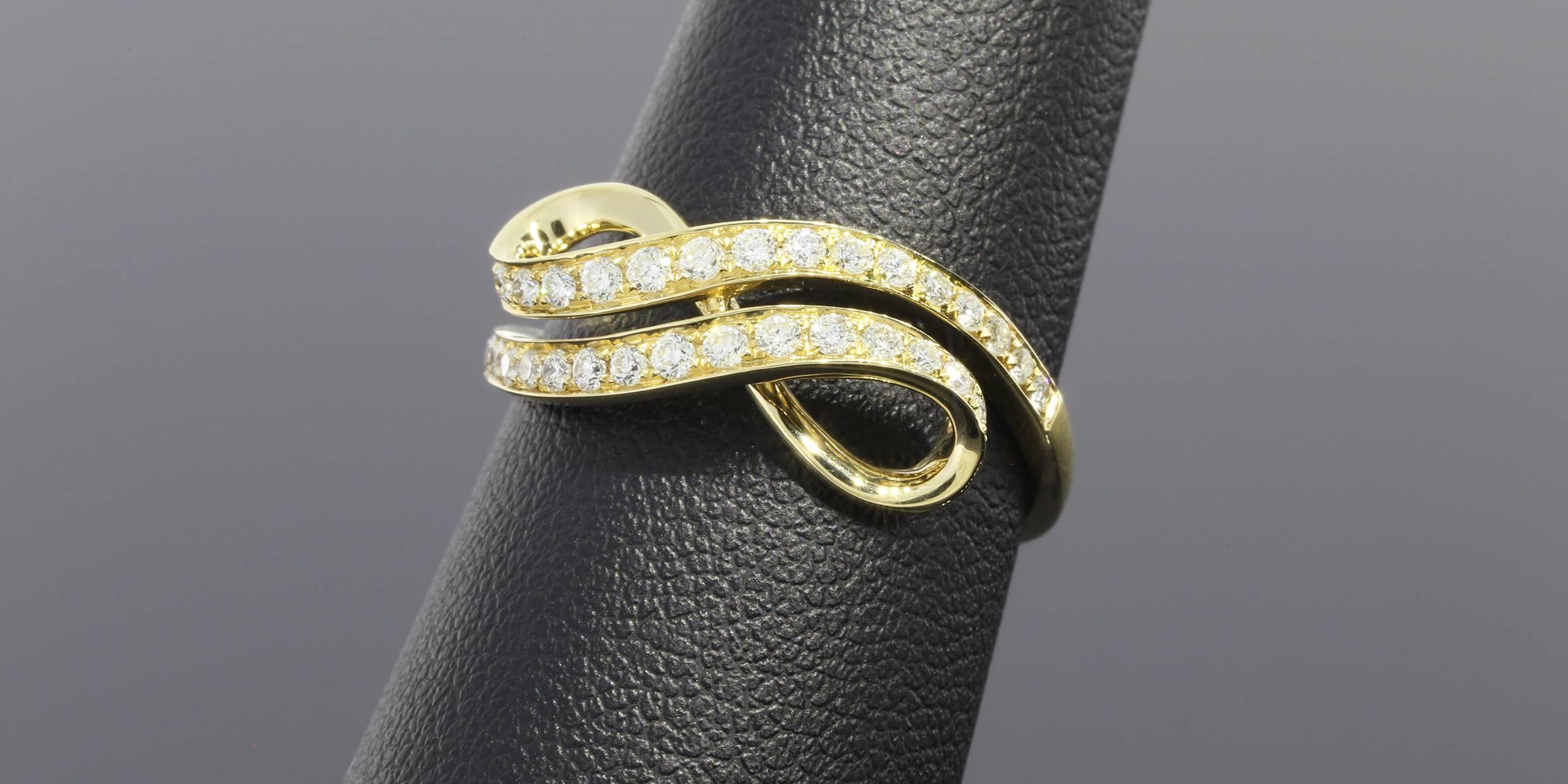 Women's Diamond Gold Bypass Swirl Ring