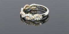 Diamond Two Color Gold Twist Band Ring