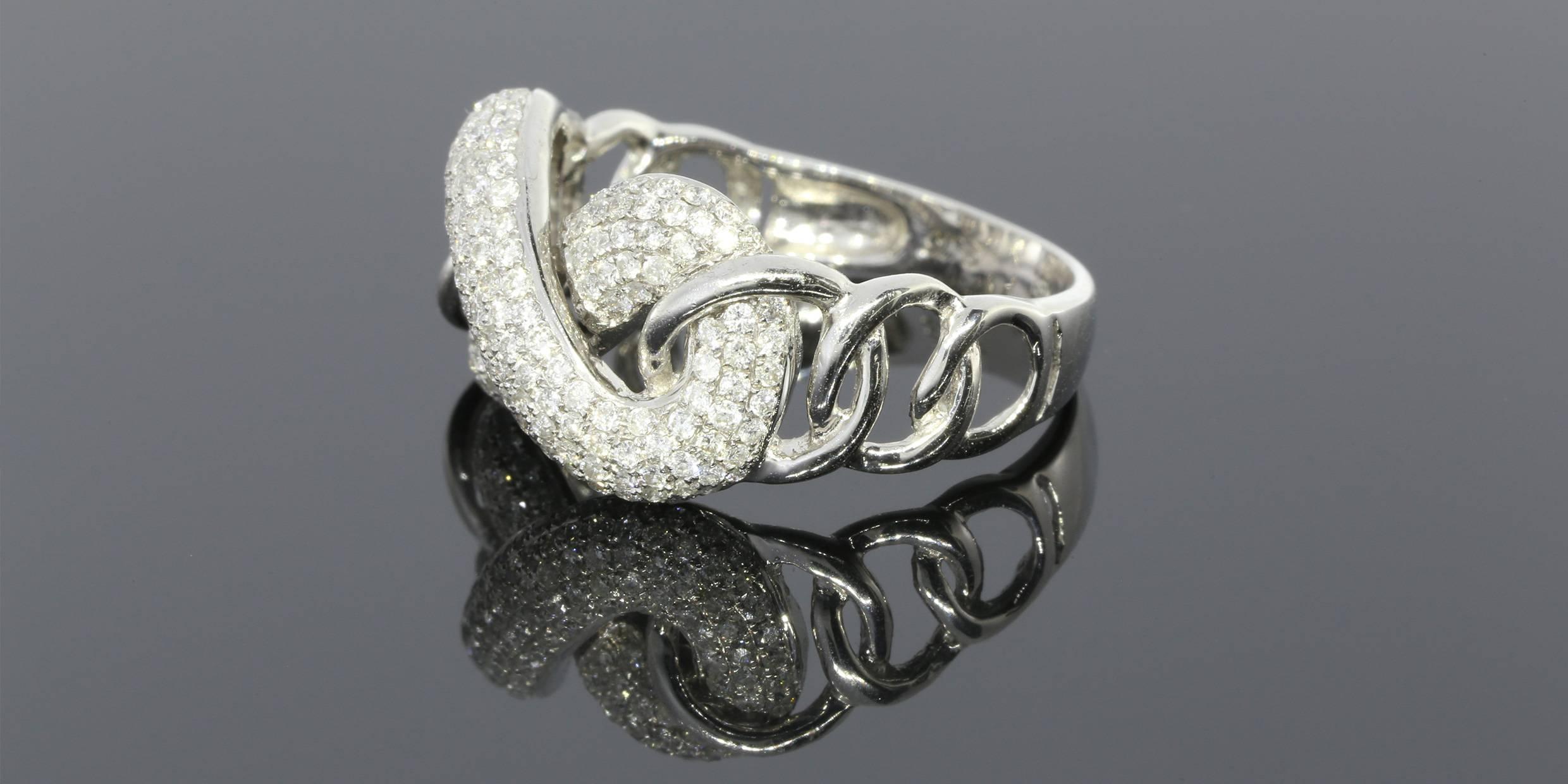 Pave Diamond Gold Infinity Love Knot Ring In New Condition In Columbia, MO