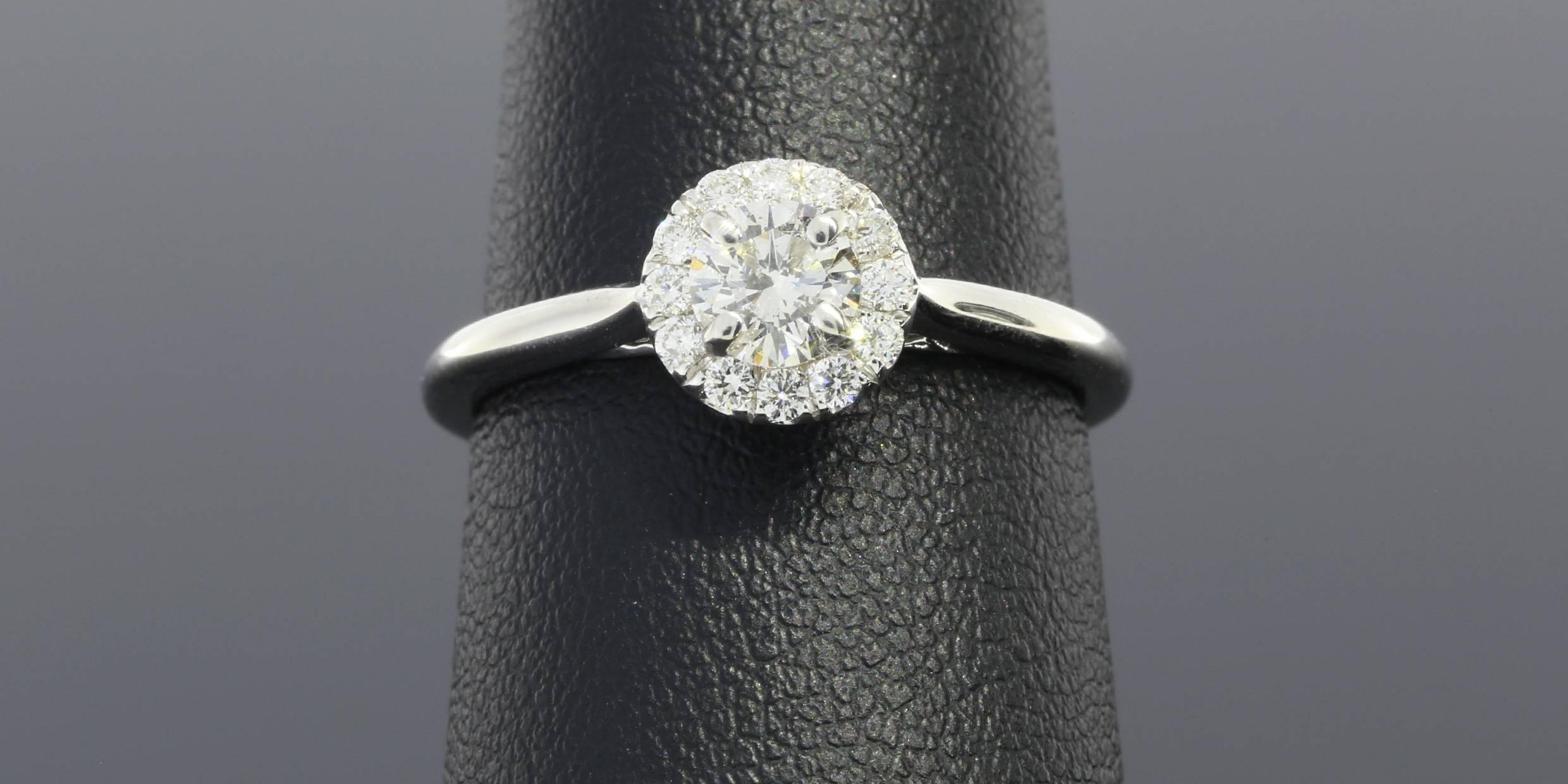 Women's Gabriel & Co. Round Diamond Gold Halo Ring