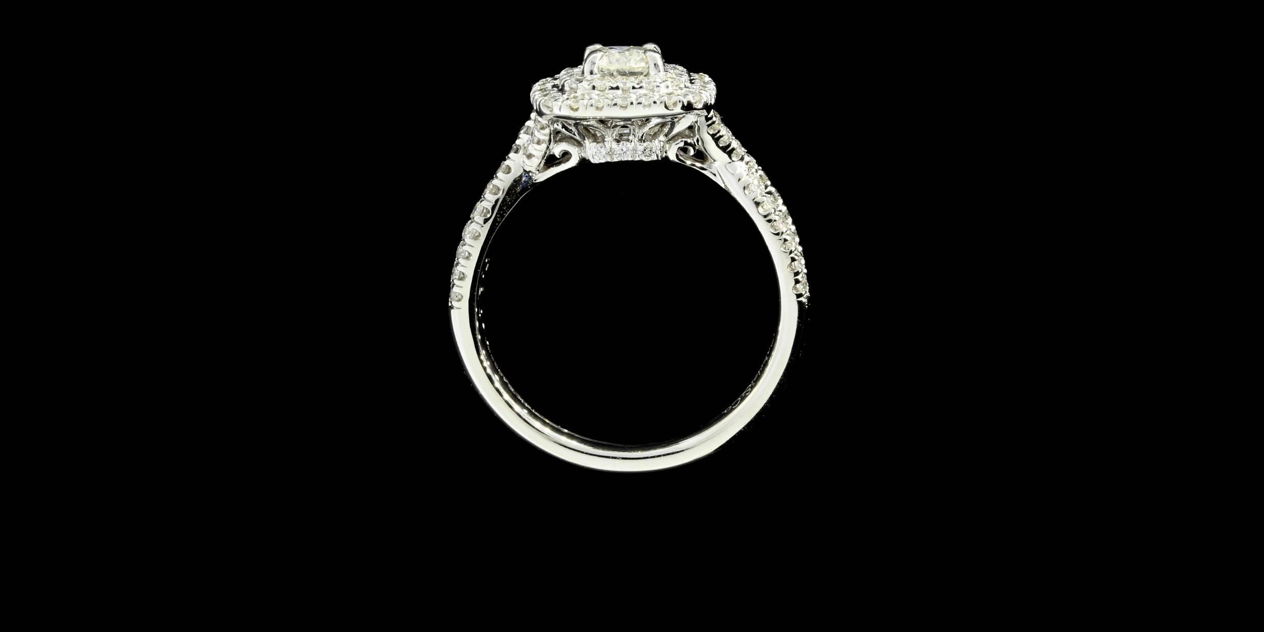 Gabriel & Co. Double Cushion Halo Twist Shank Diamant Gold Ring 2