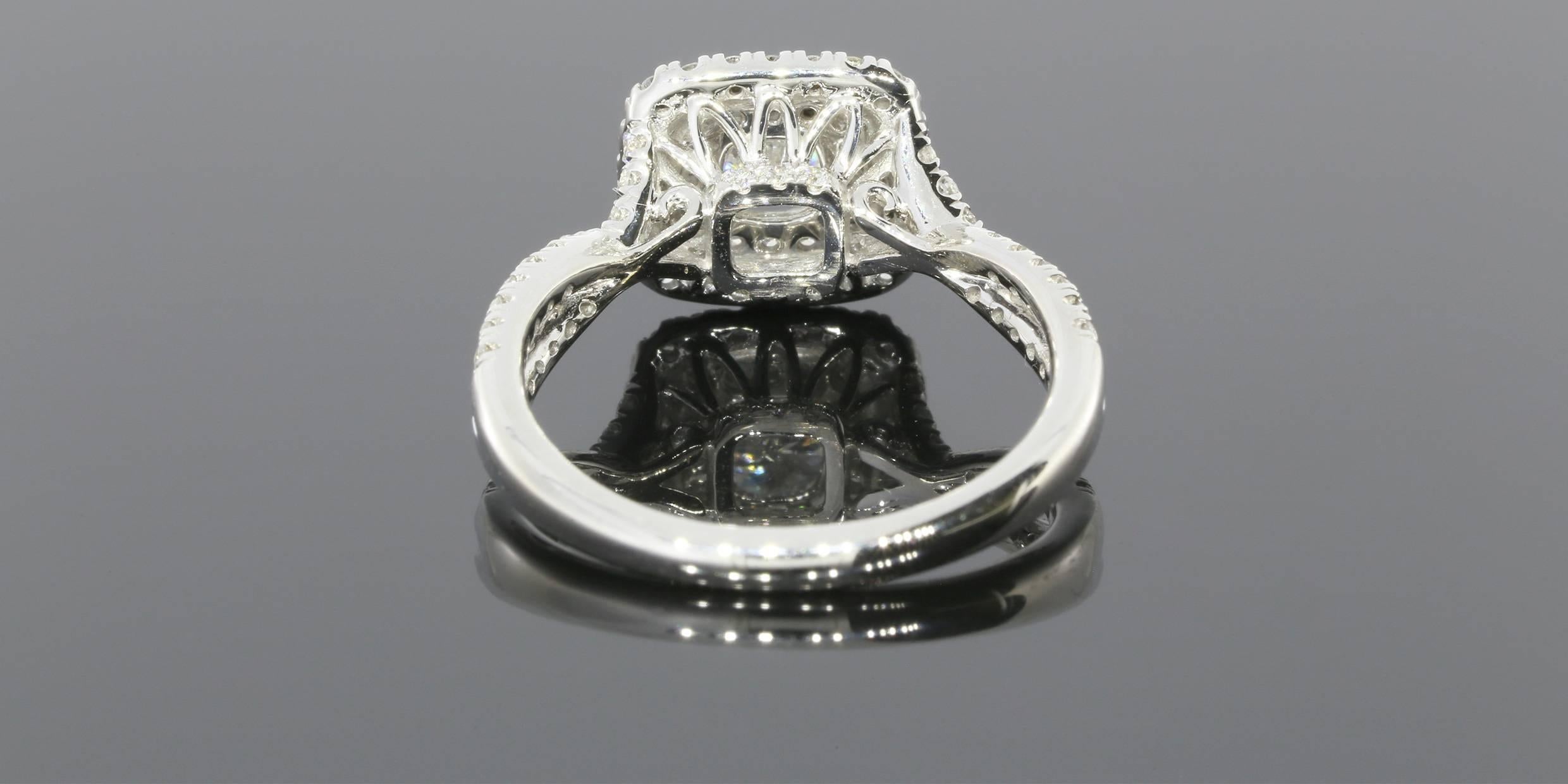 Gabriel & Co. Double Cushion Halo Twist Shank Diamant Gold Ring 3