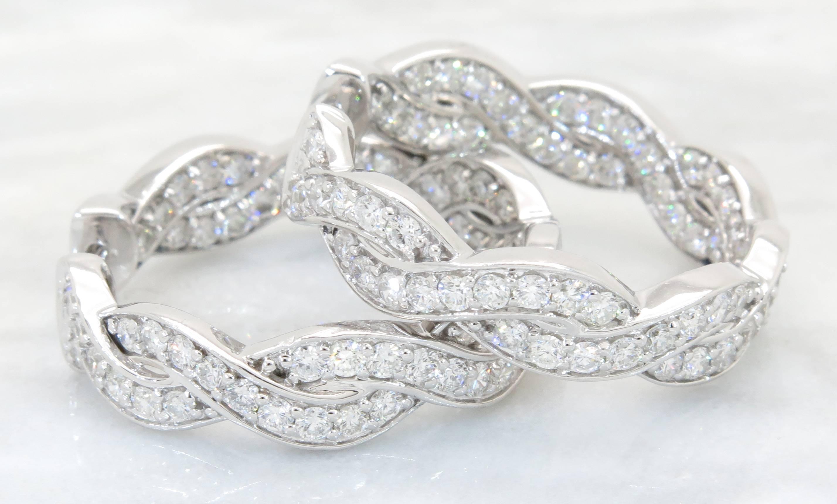 Twist Diamond Gold Hoop Earrings 1