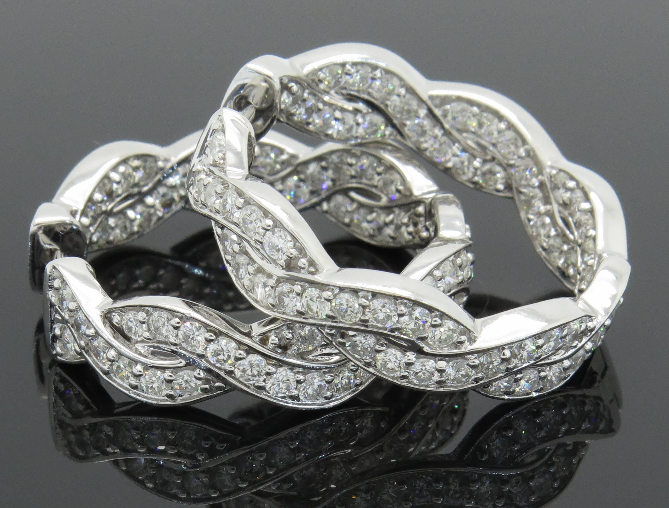 Twist Diamond Gold Hoop Earrings 3