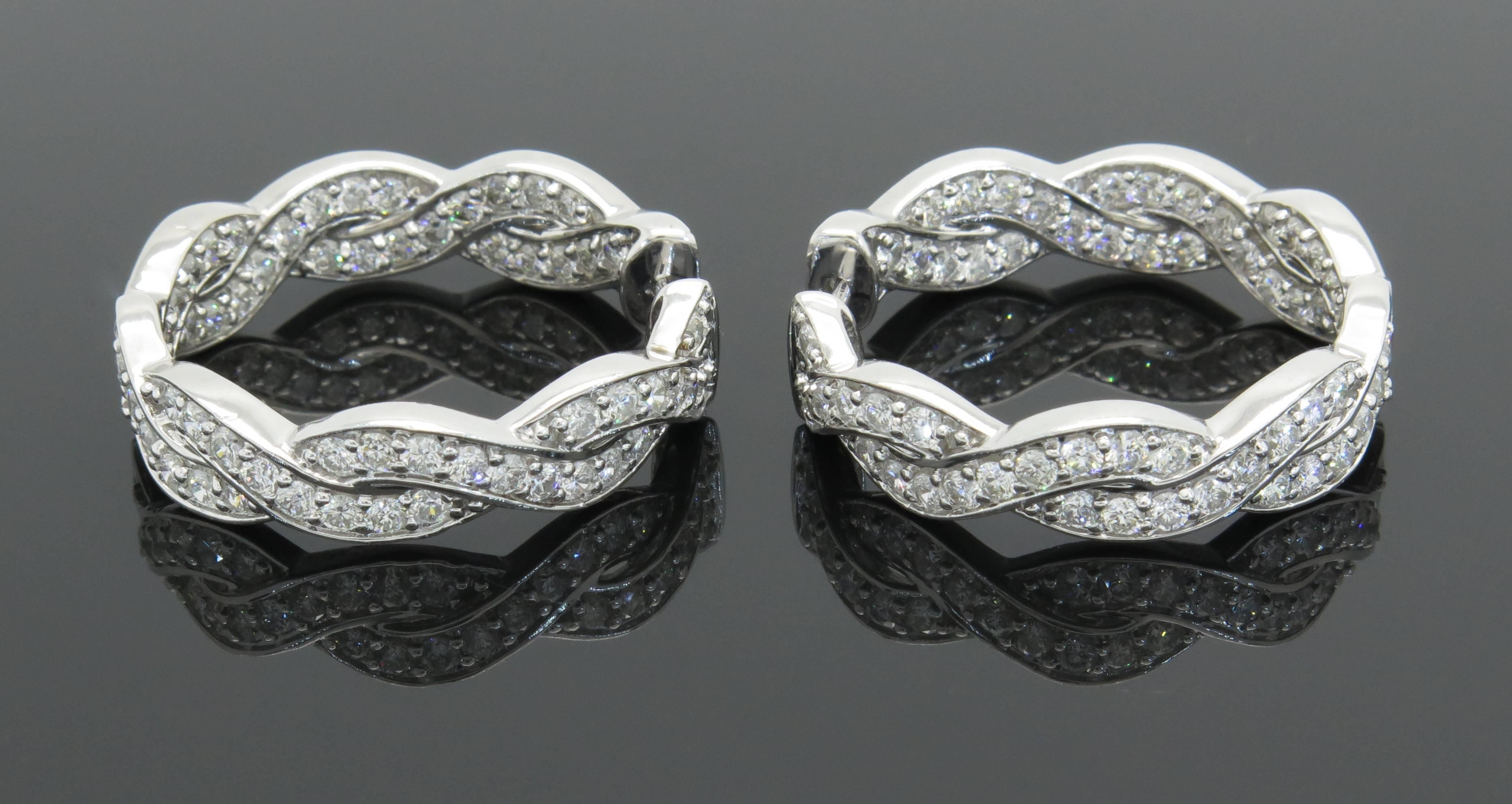 Twist Diamond Gold Hoop Earrings 4