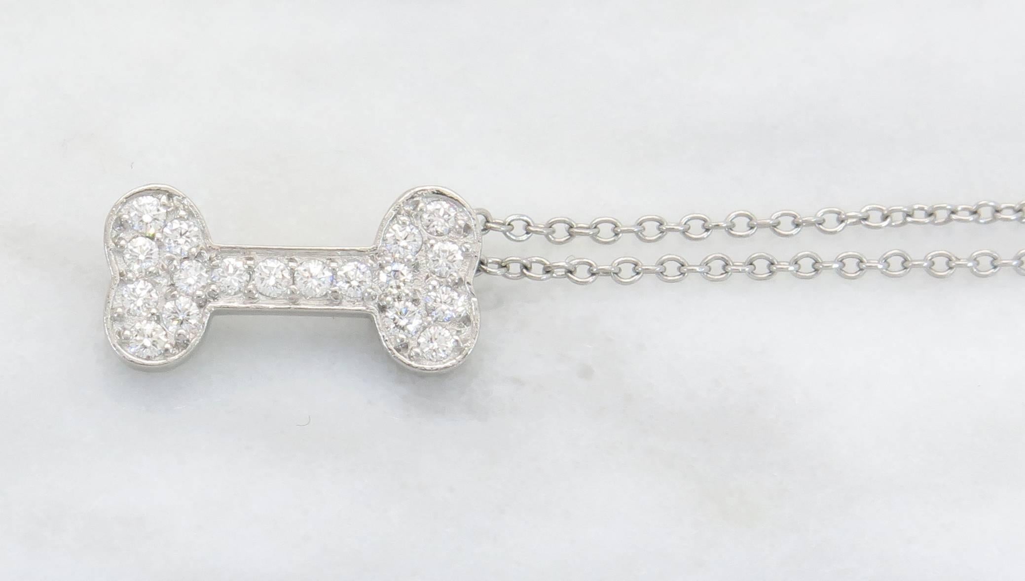 Birks Diamond Platinum Dog Bone Pendant 2