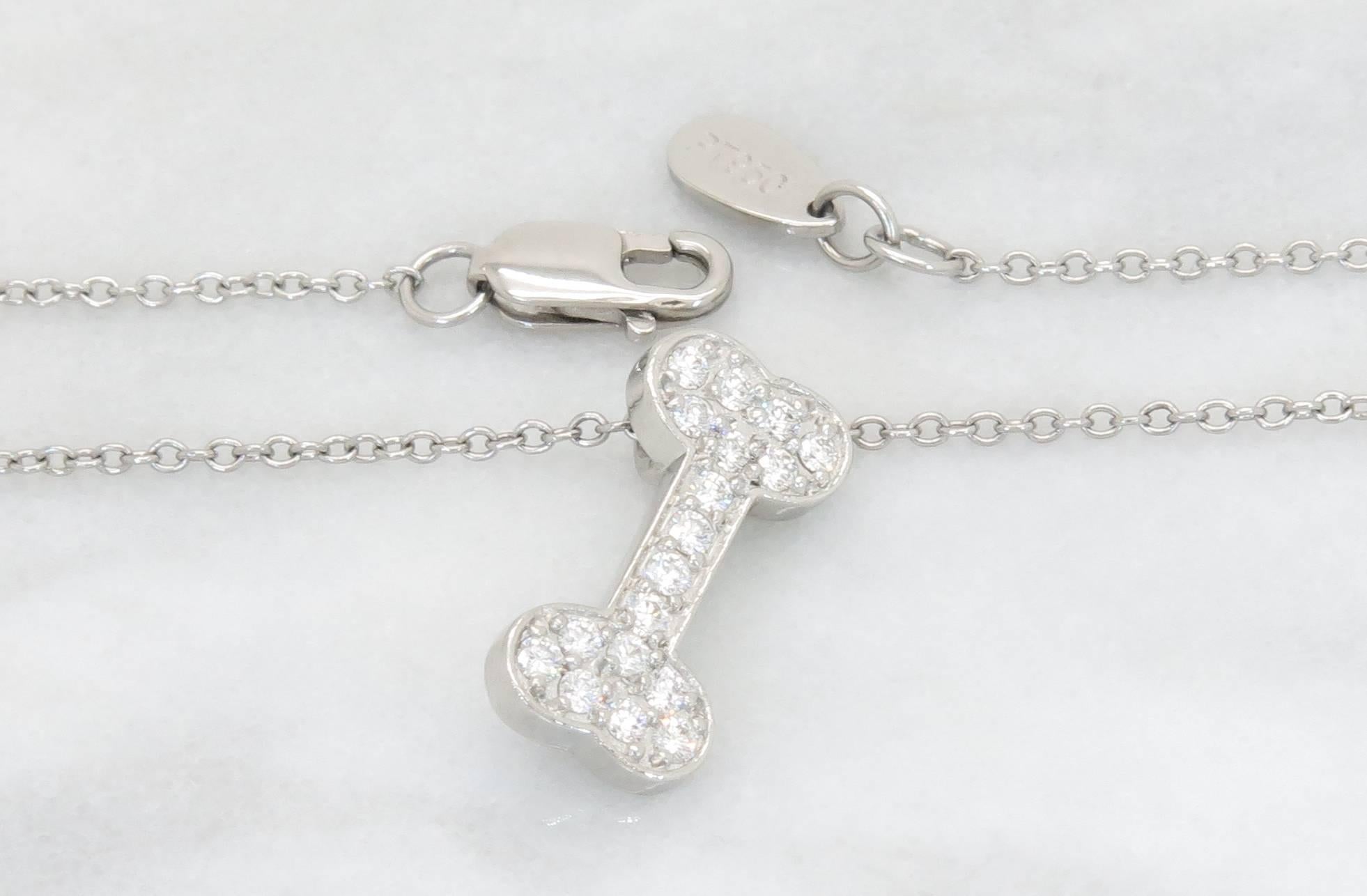 Birks Diamond Platinum Dog Bone Pendant 3
