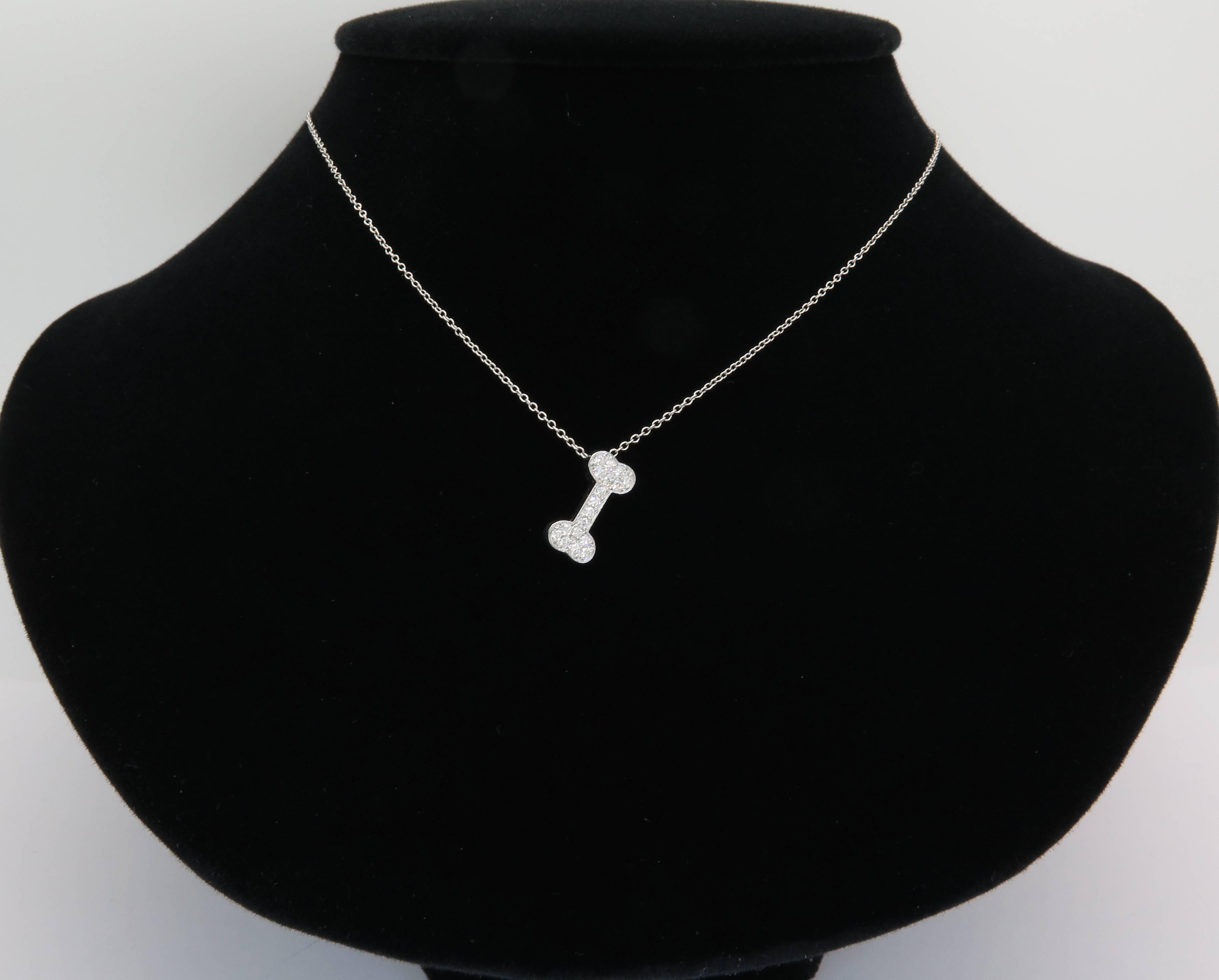 Birks Diamond Platinum Dog Bone Pendant 4