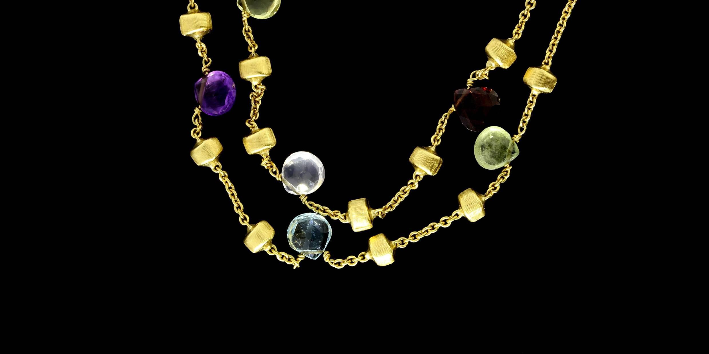 Unique Marco Bicego Mixed Gemstone Long Gold Necklace 1