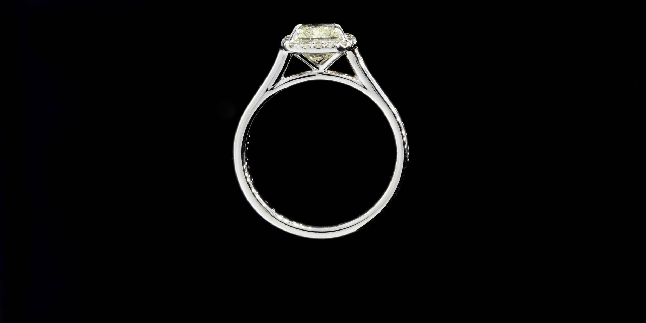 Women's White Gold Square Cushion Diamond Halo Engagement Ring