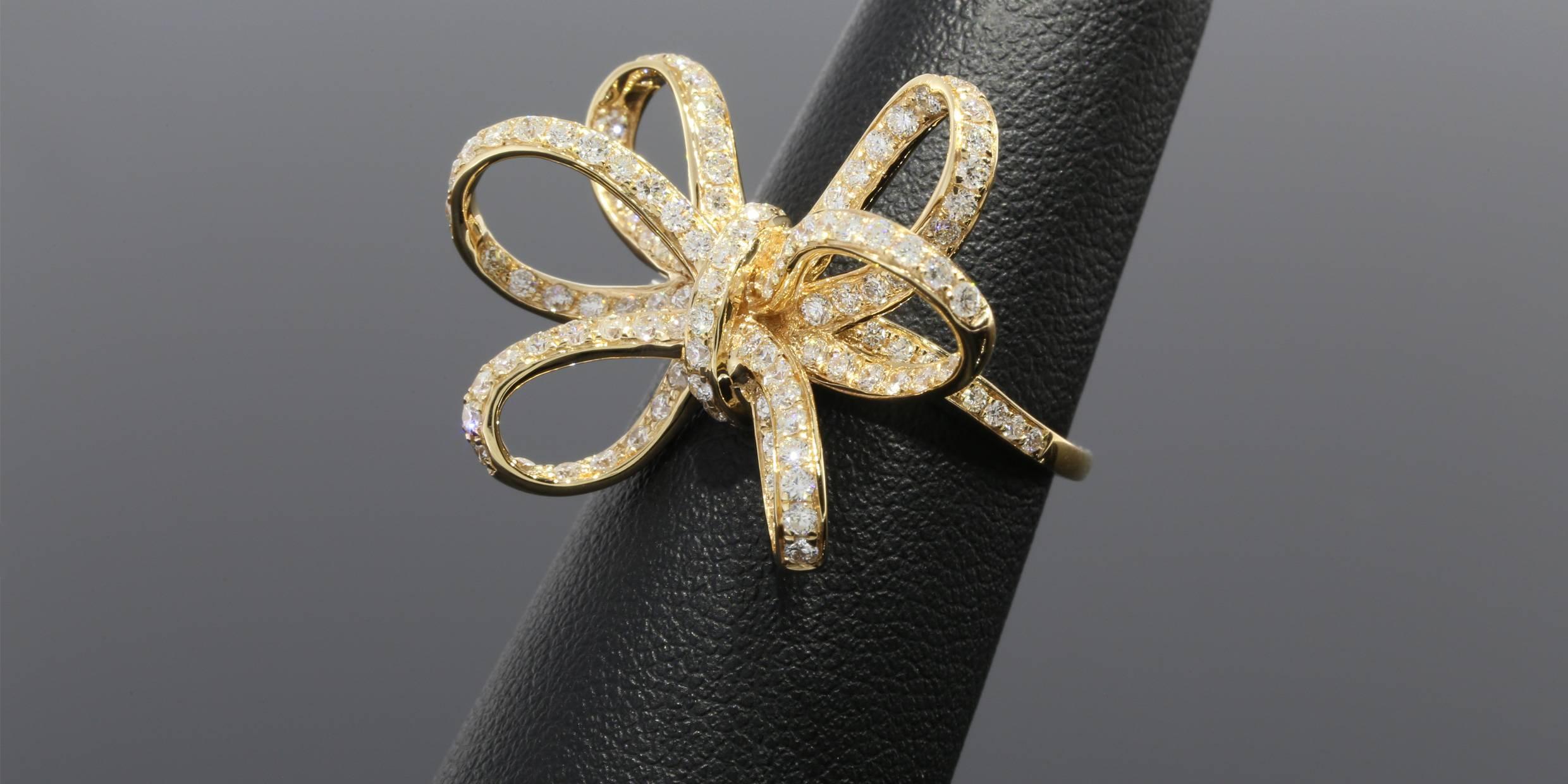 Diamond Gold Bow Ring 2