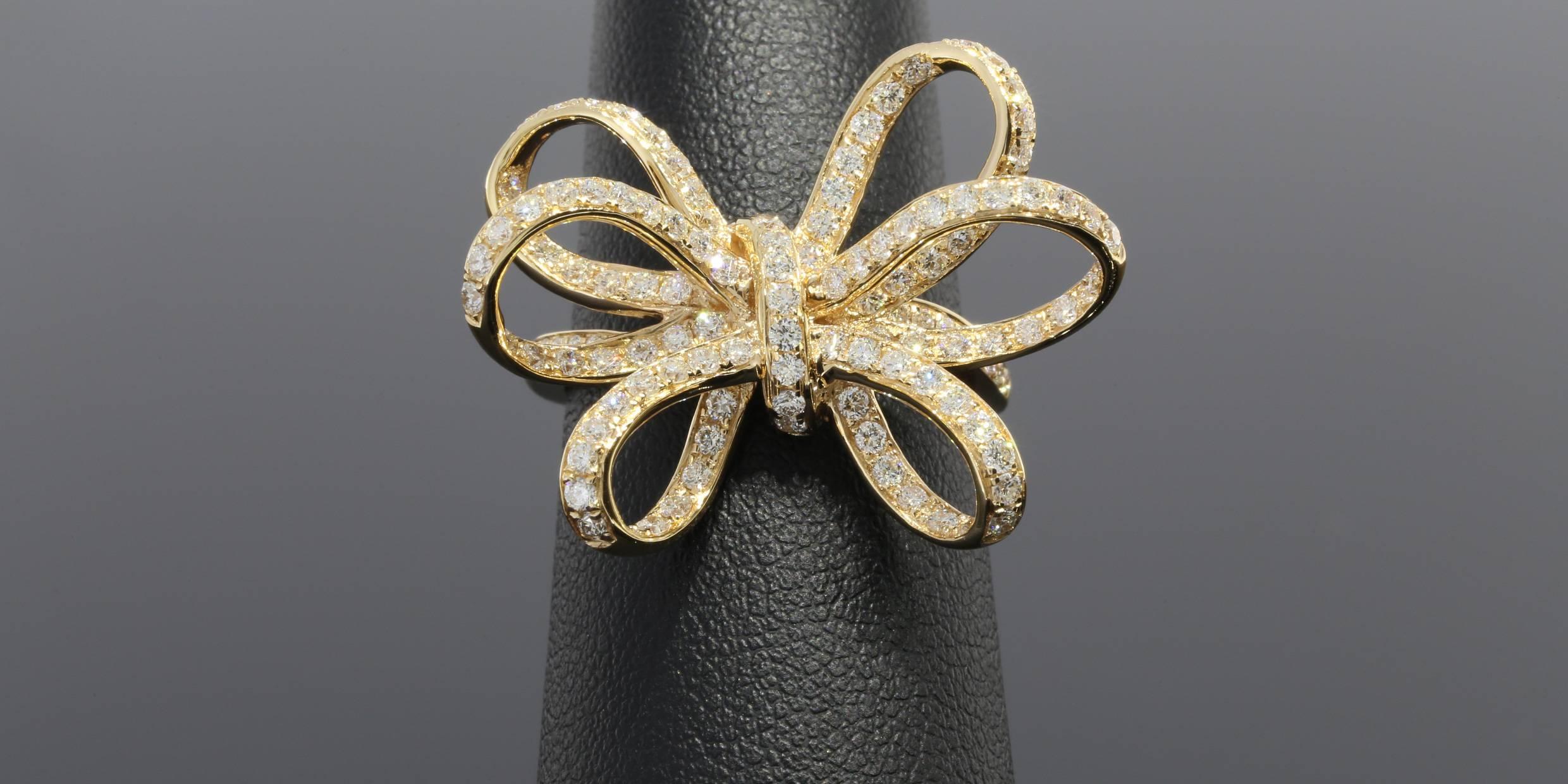 Diamond Gold Bow Ring 1