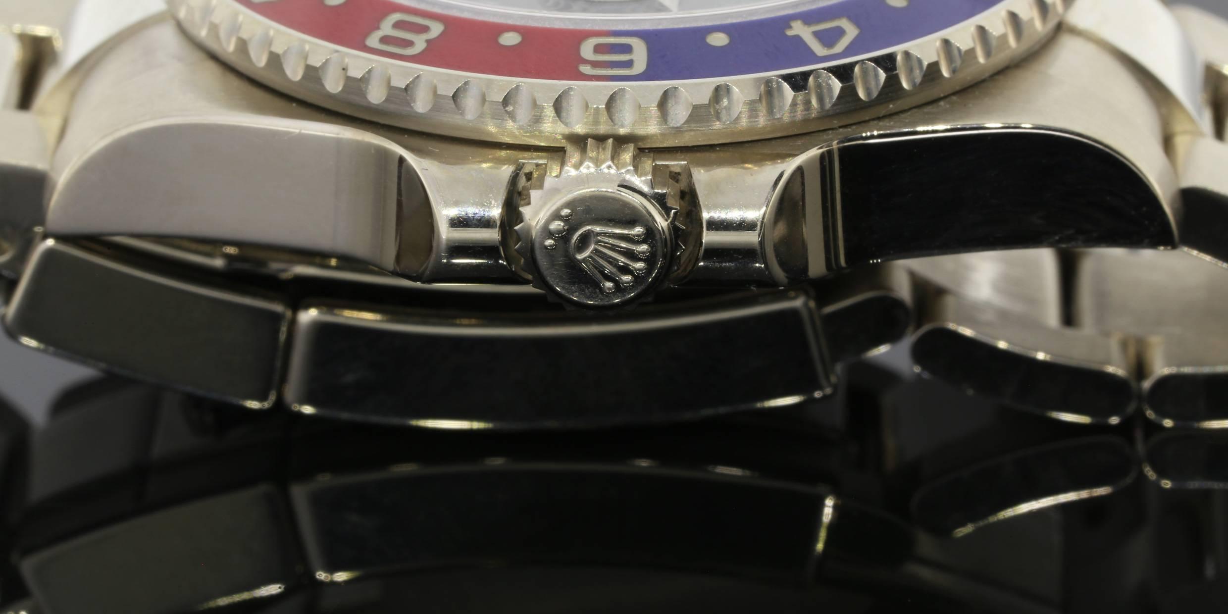 Rolex White Gold GMT Master II Pepsi Bezel Wristwatch 2