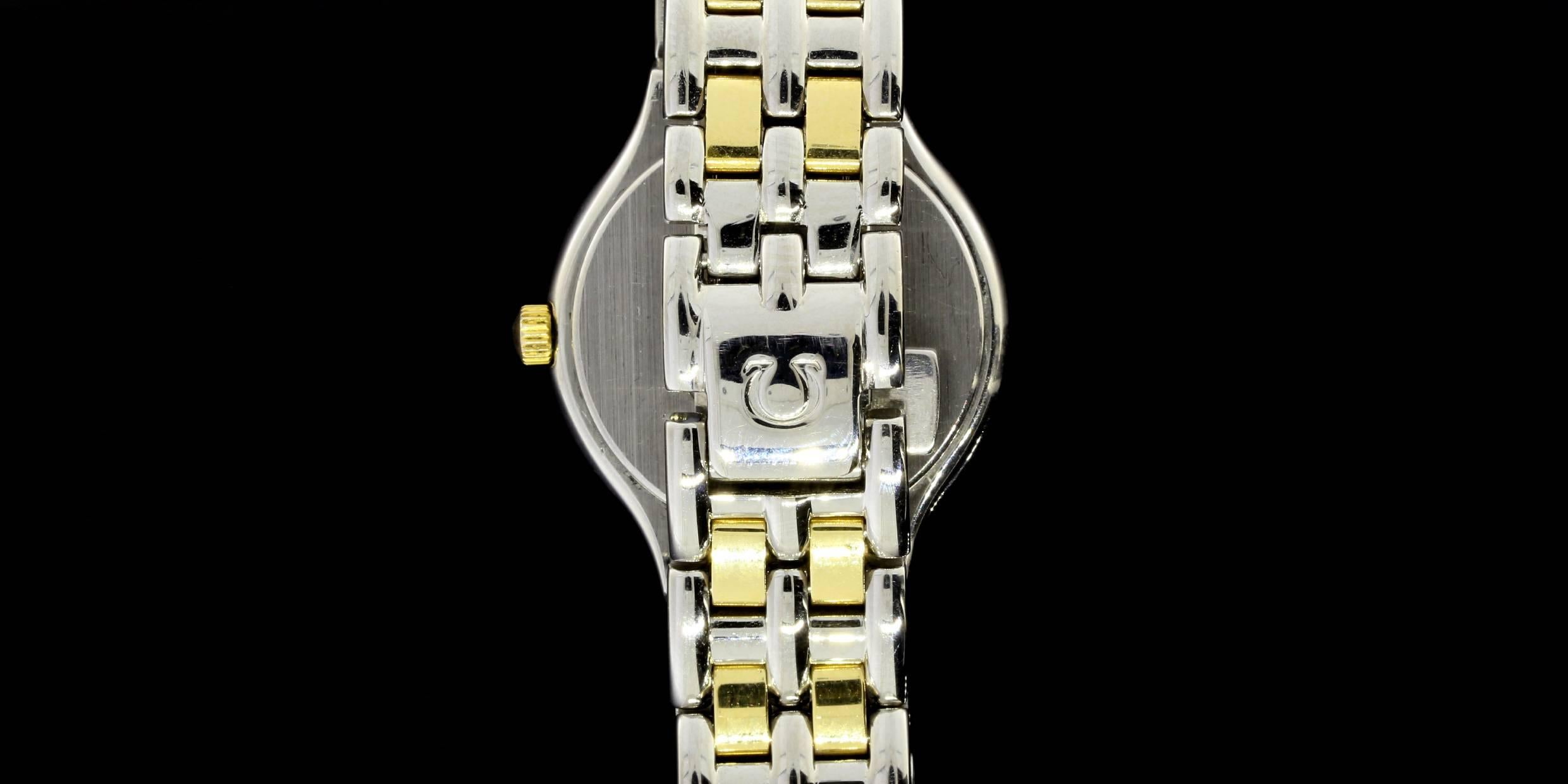 Omega Lady's Yellow Gold Stainless Steel Deville White Dial Quartz Wristwatch 2
