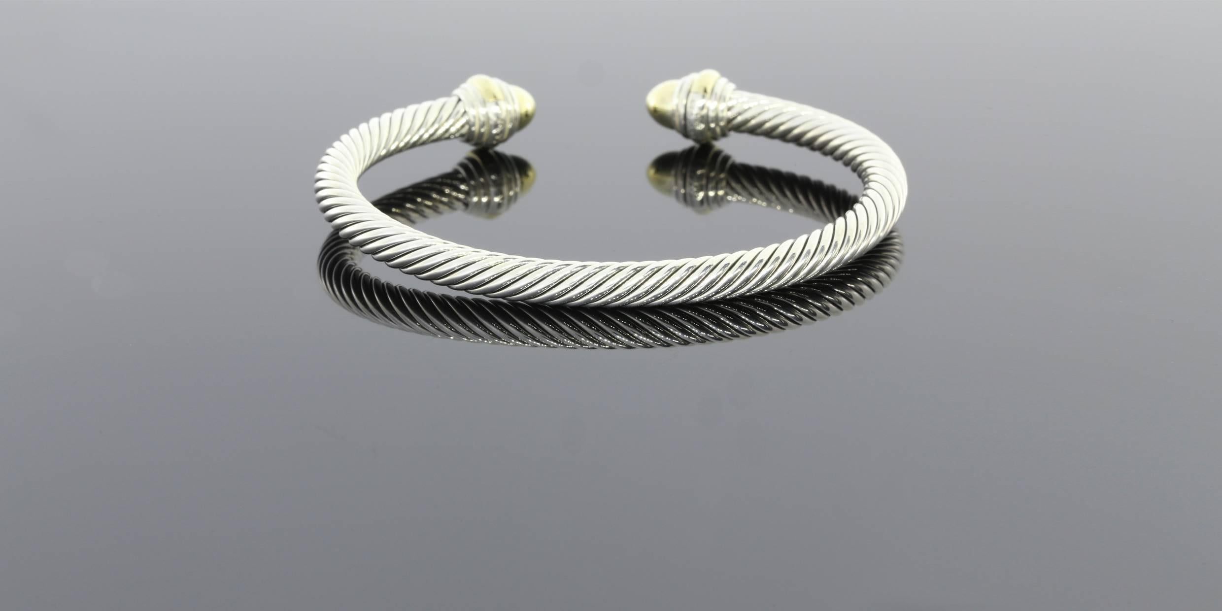 Women's David Yurman Sterling Silver Gold Cable Classics Bracelet 