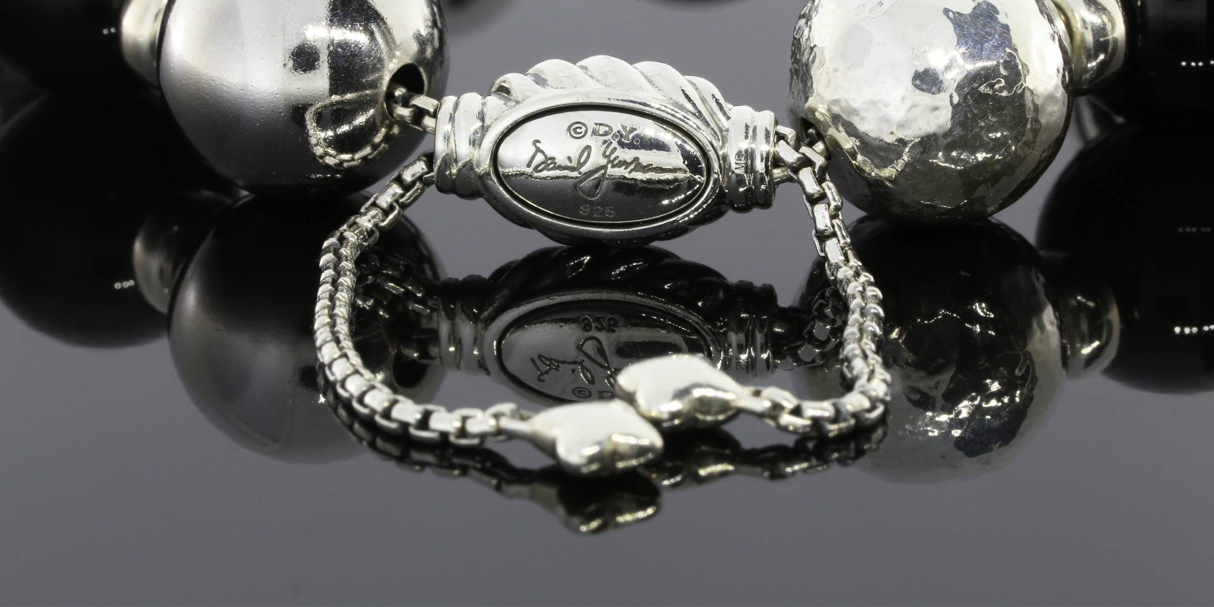 David Yurman Elements Hematite Onyx Sterling Silver Bead Bracelet 1