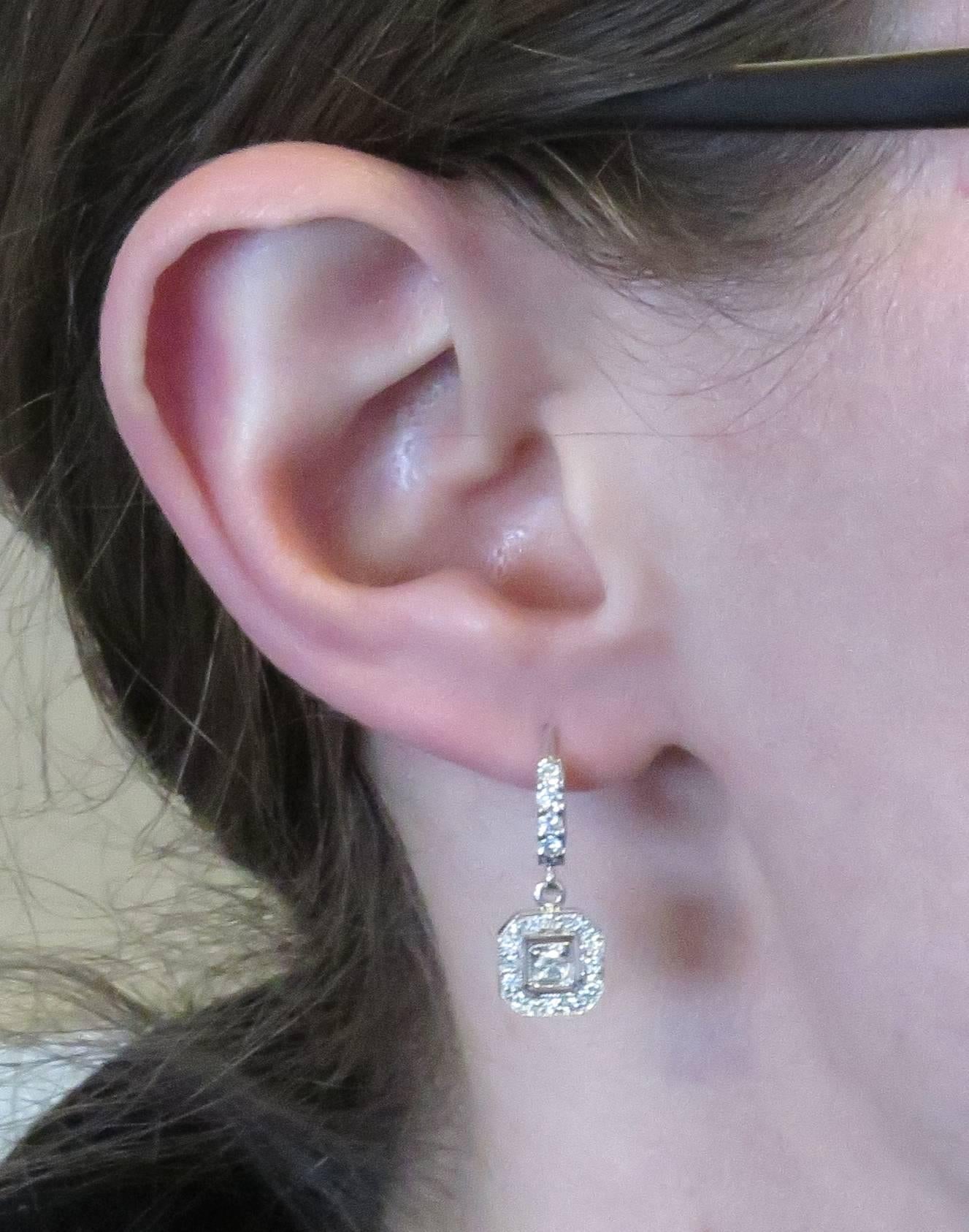 Women's Penny Preville Dangle Octagonal Diamond Halo Earrings