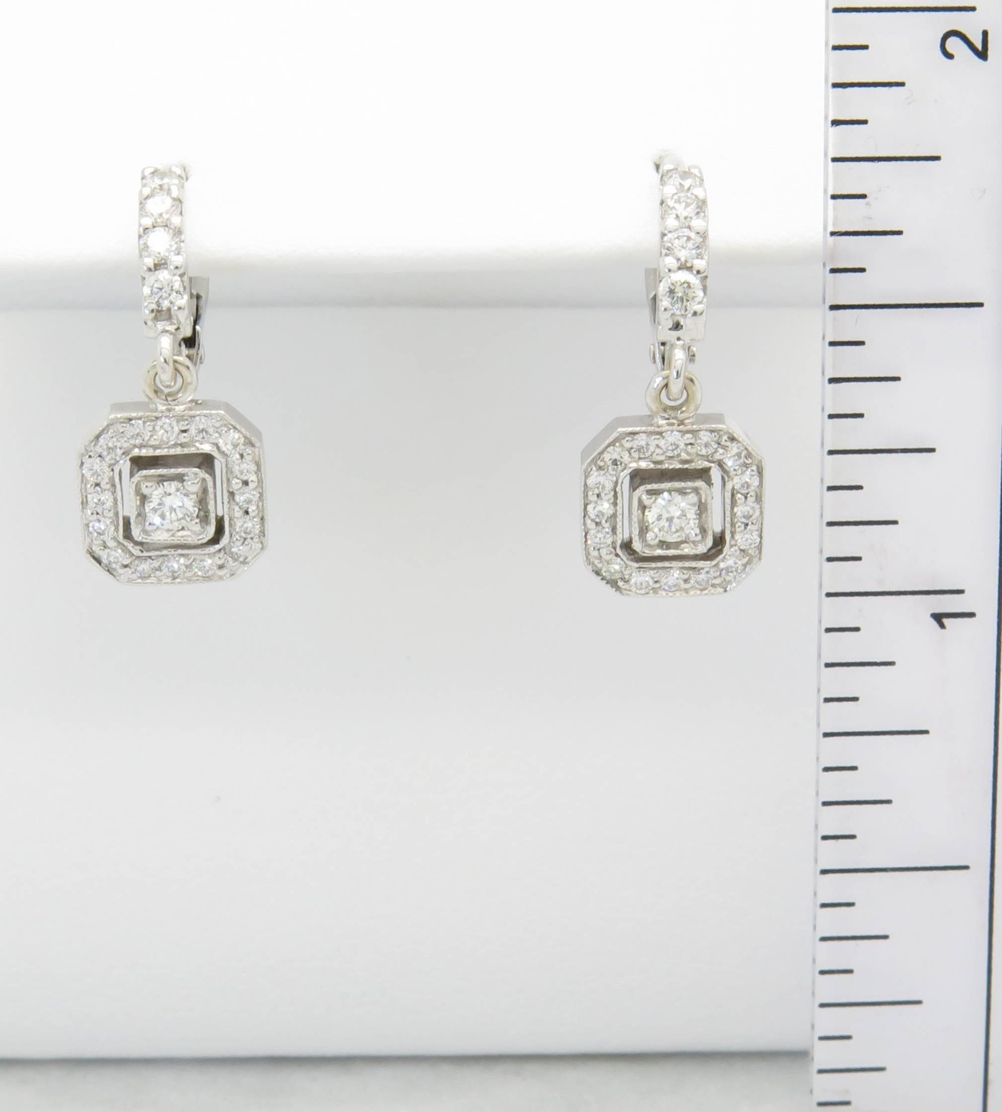 Penny Preville Dangle Octagonal Diamond Halo Earrings 4