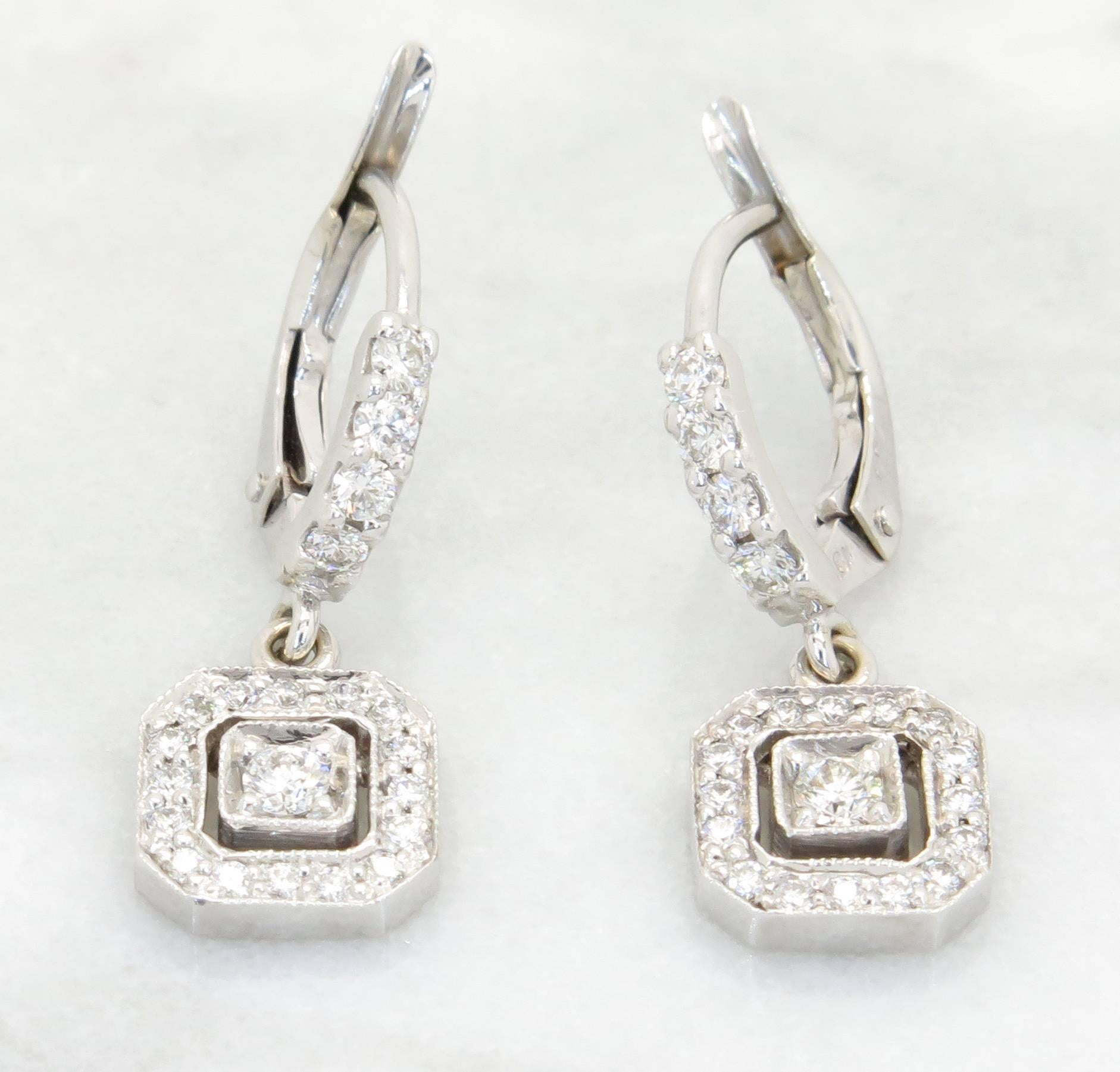 Penny Preville Dangle Octagonal Diamond Halo Earrings 2