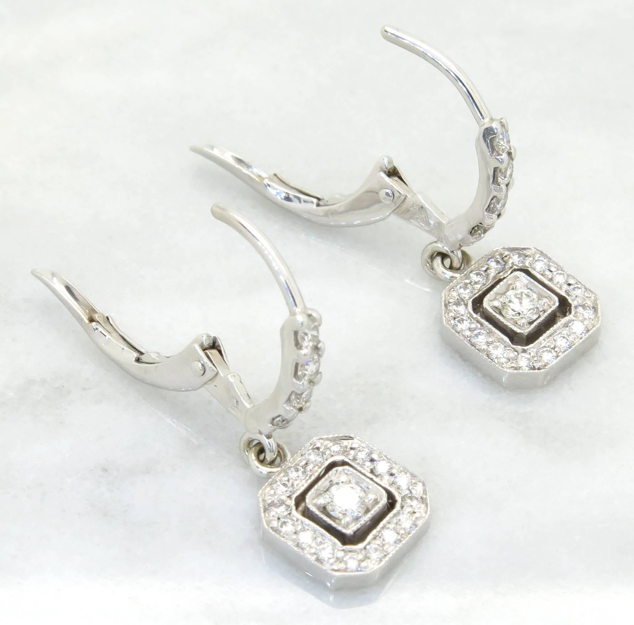 Penny Preville Dangle Octagonal Diamond Halo Earrings 1