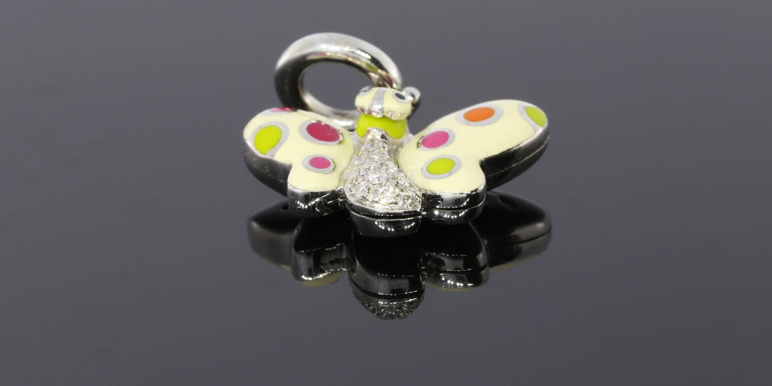Aaron Basha Retired Diamond Gold Butterfly Polka Dot Charm In New Condition For Sale In Columbia, MO