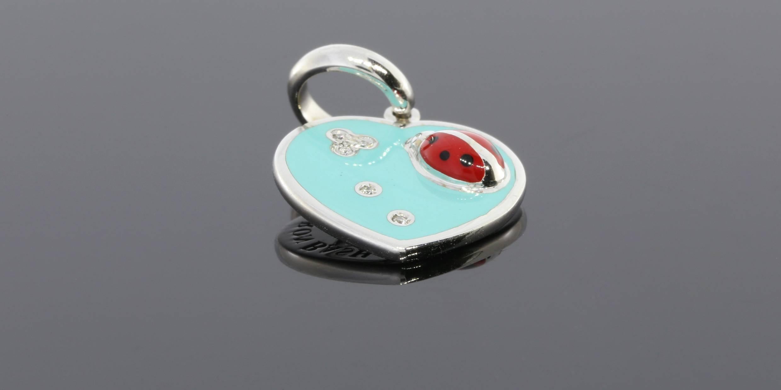 Aaron Basha Retired Diamond Gold Ladybug Heart Charm In New Condition For Sale In Columbia, MO
