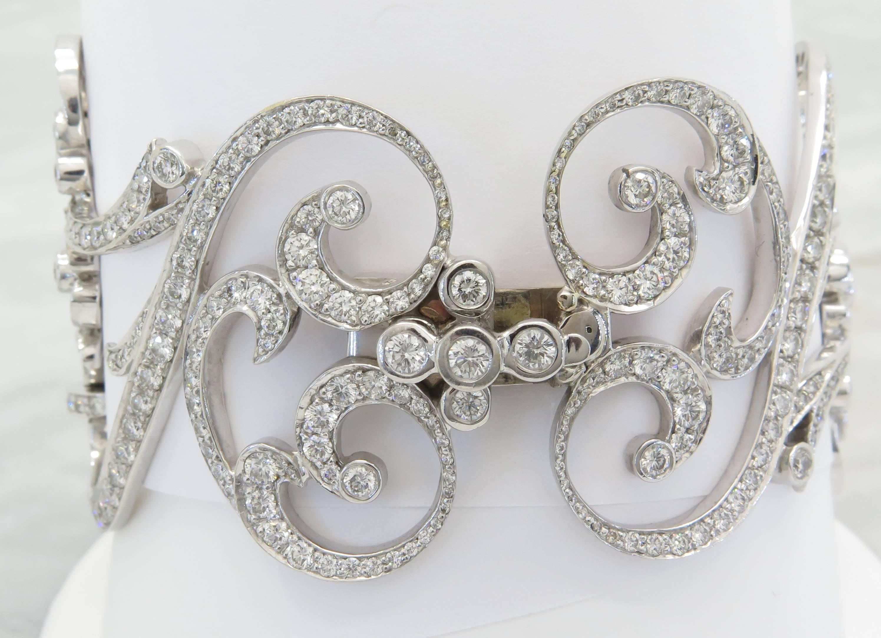 Women's Rare Penny Preville Diamond Gold Floral Cuff Bracelet For Sale
