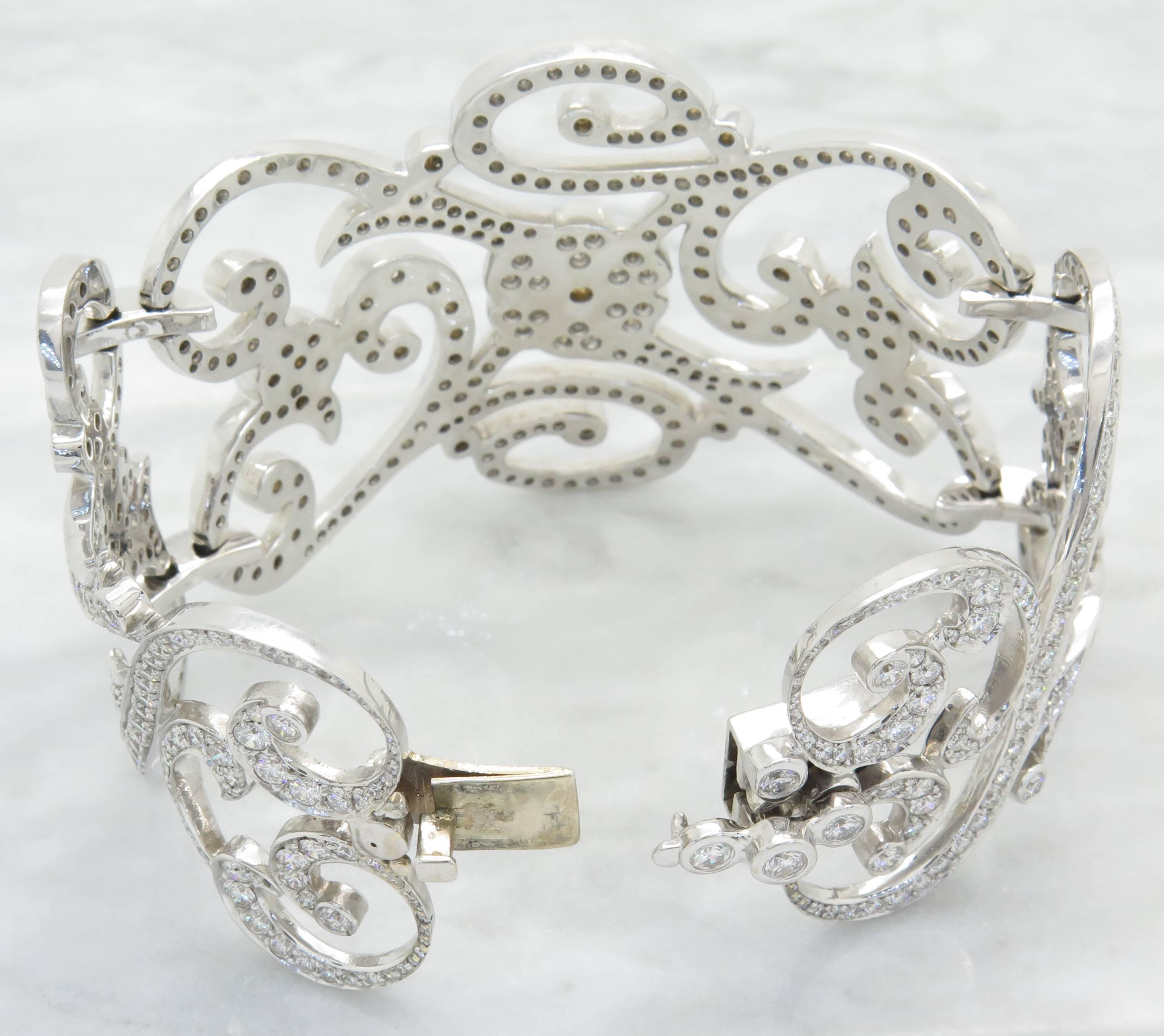 Rare Penny Preville Diamond Gold Floral Cuff Bracelet For Sale 5