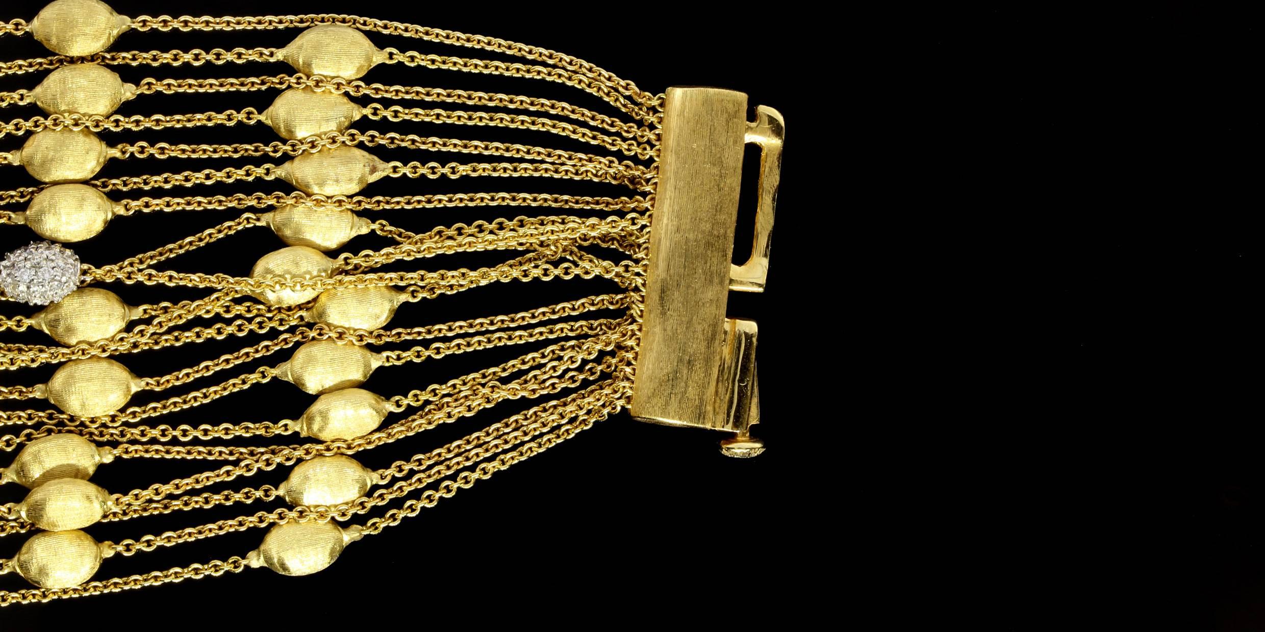  Marco Bicego Diamond Gold Siviglia 20 Strand Bracelet In Excellent Condition In Columbia, MO