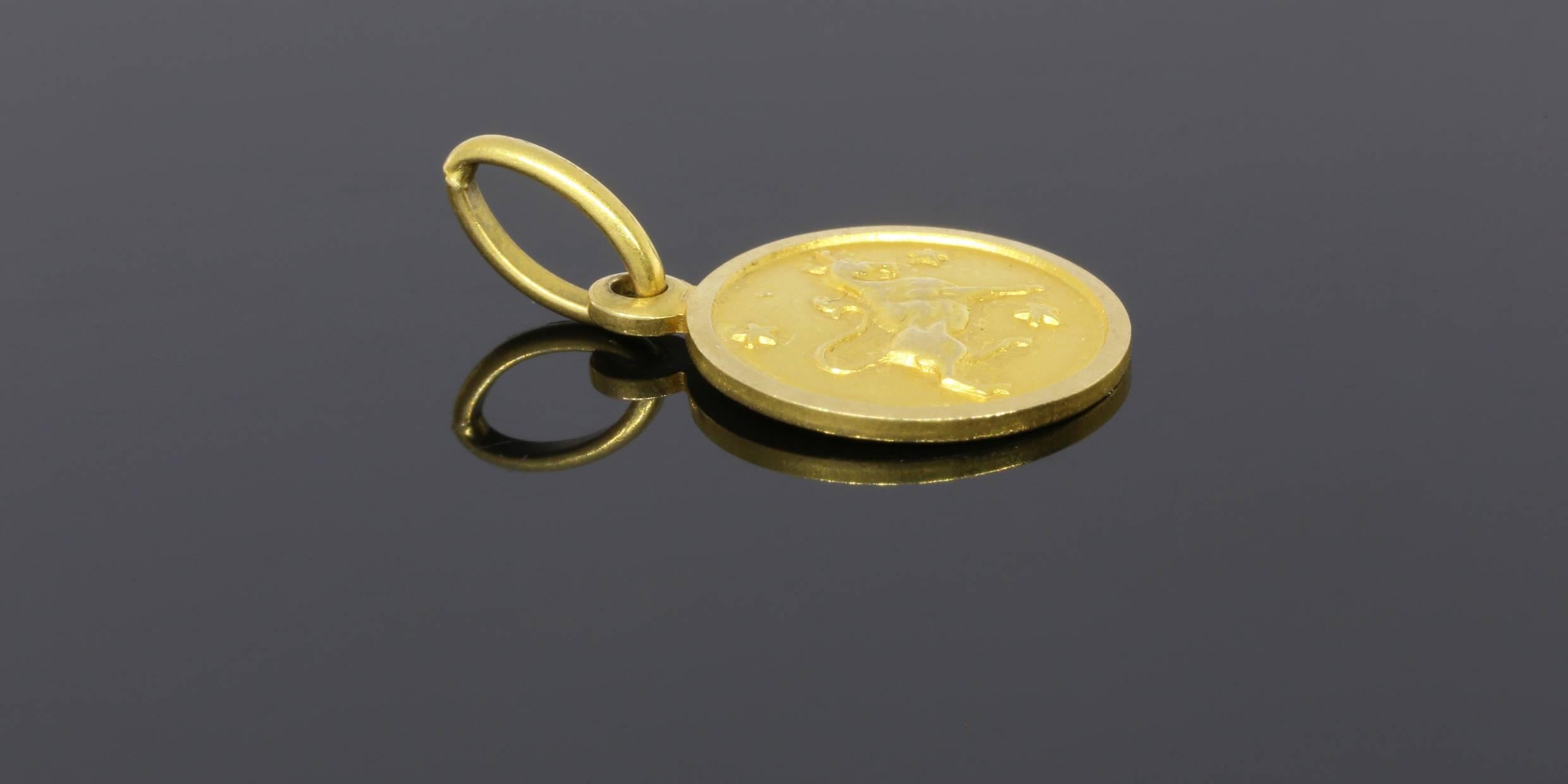 Gold Taurus Zodiac Bull Matte Pendant Charm In Excellent Condition In Columbia, MO