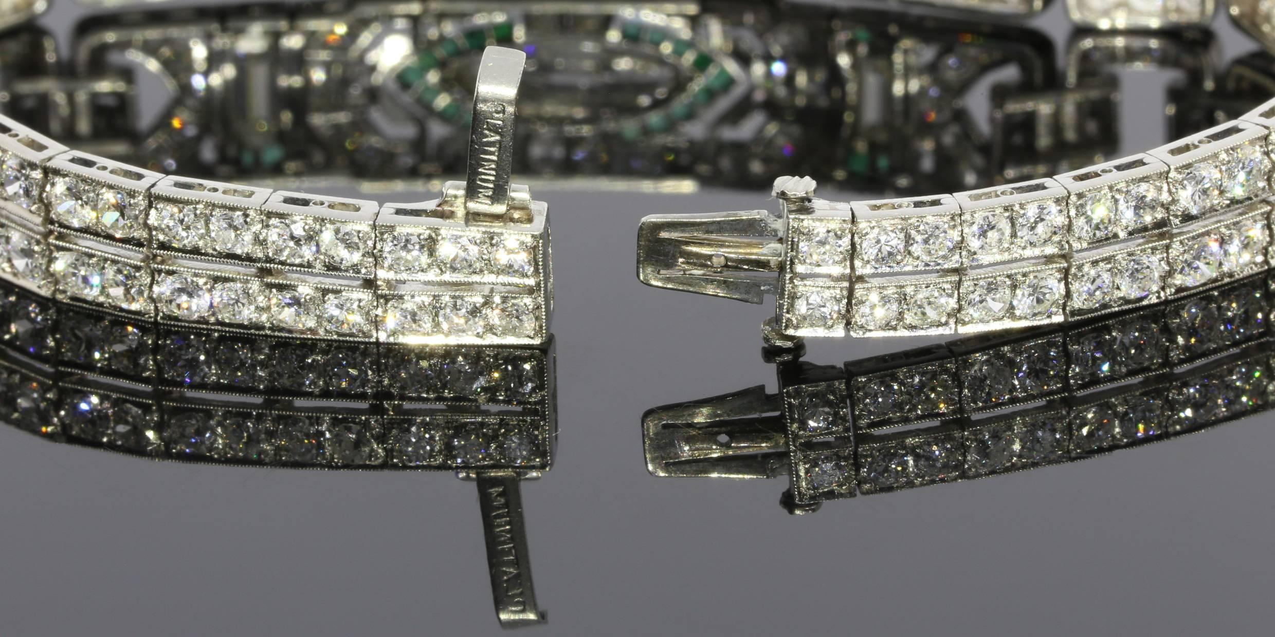 1920er Jahre Unglaubliche antike Art Deco Smaragd Diamant Goldarmband 1