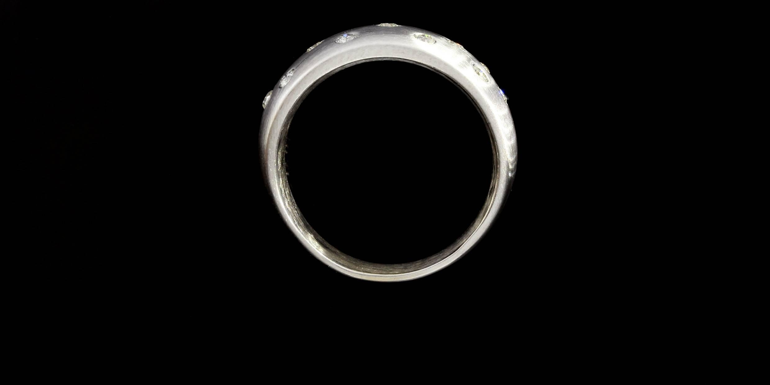 Diamond Flush Set Gold Tapered Wedding Band Ring 1