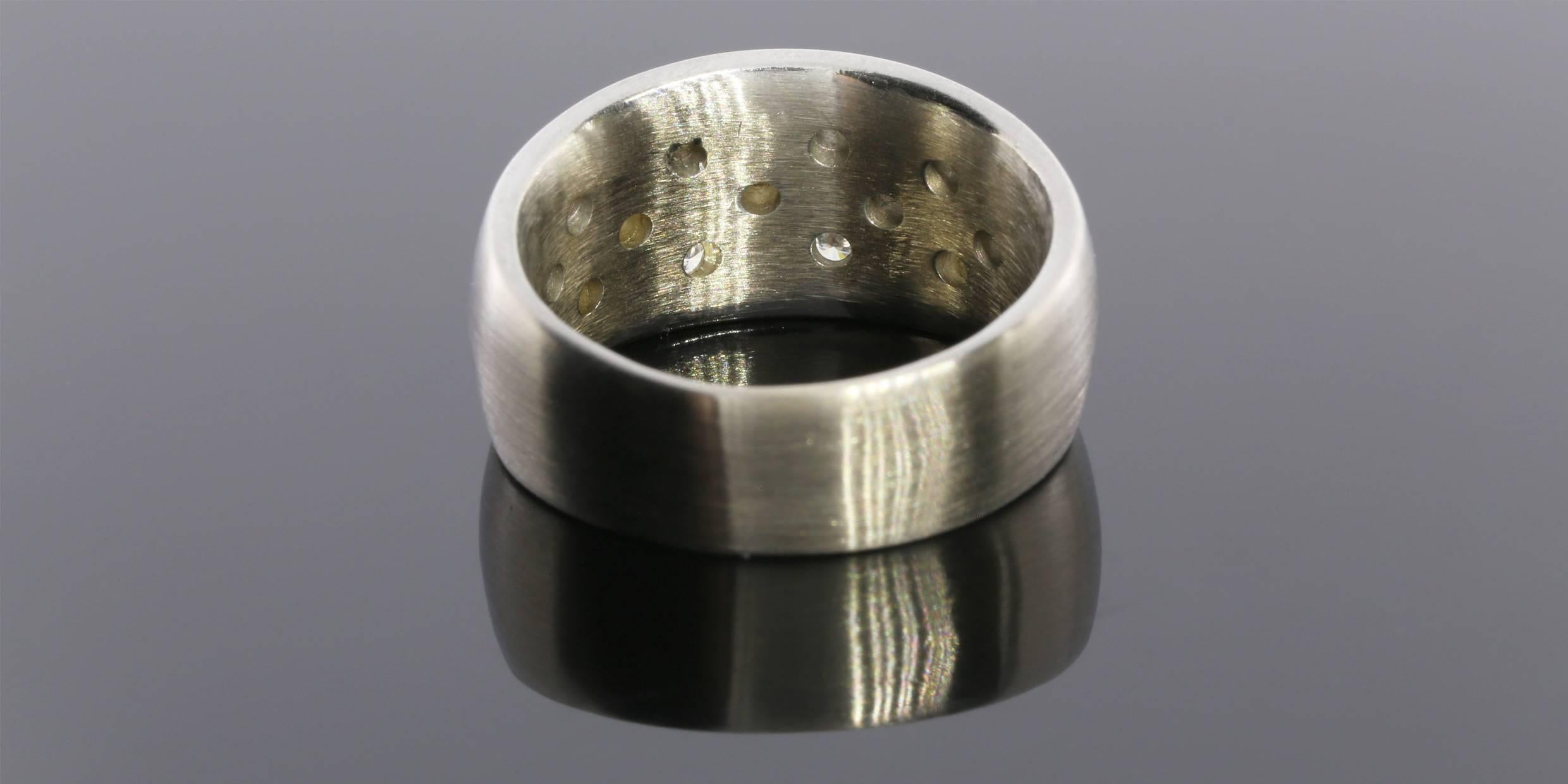 Women's or Men's Diamond Flush Set Gold Tapered Wedding Band Ring