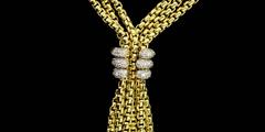 David Yurman Pave Diamond Gold Willow Tassel Necklace