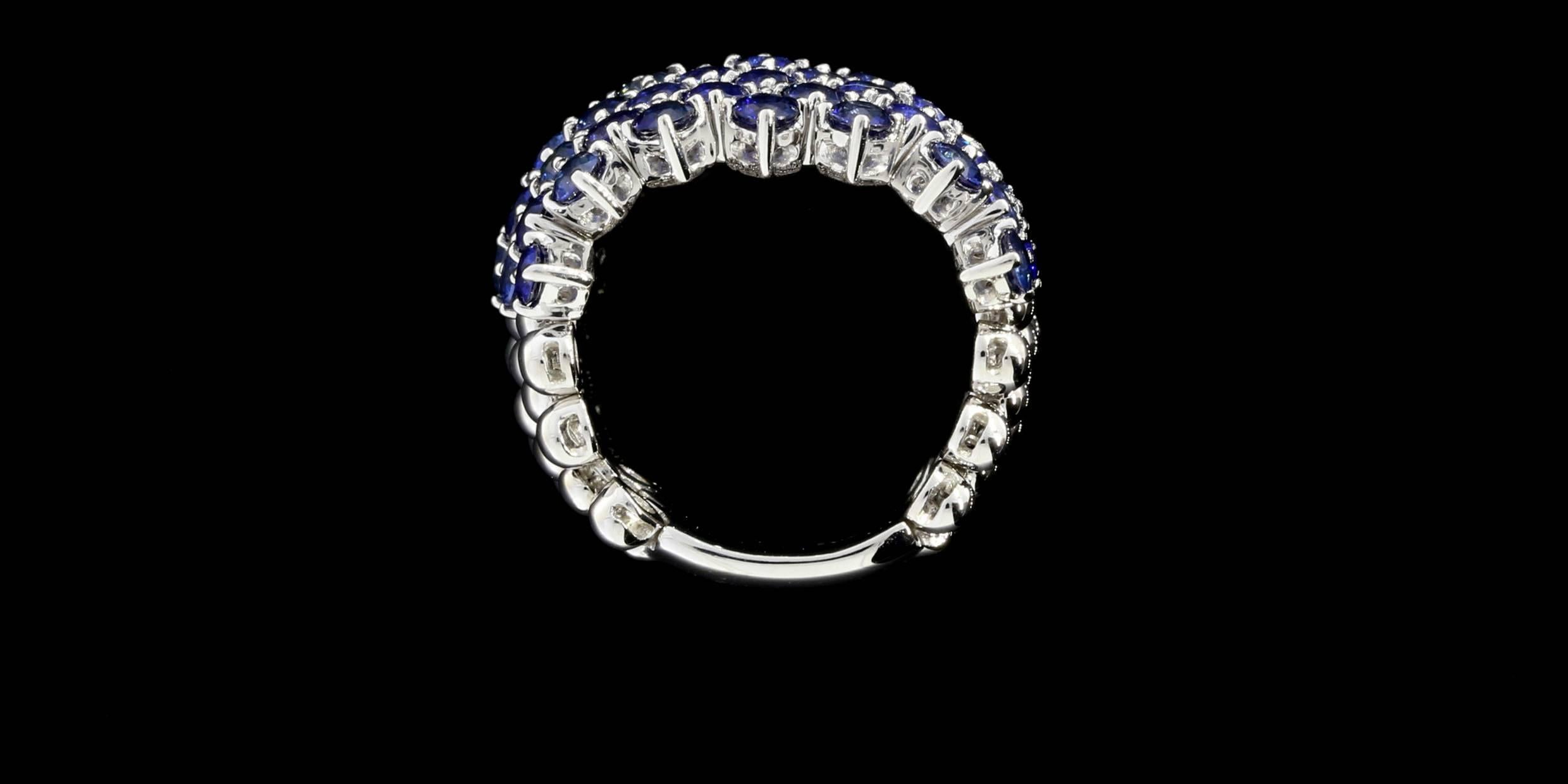 Blue Sapphire Gold Prong Set Flexible Band Ring 2