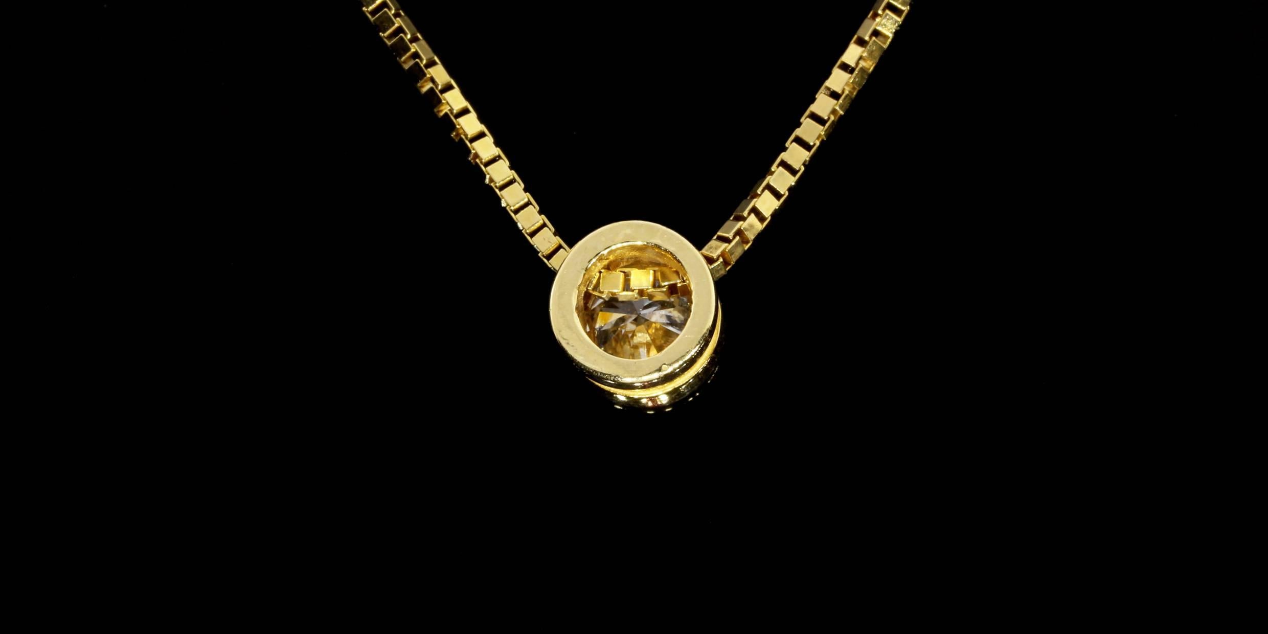 Women's .50 Carat Round Diamond Gold Bezel Solitaire Pendant Necklace