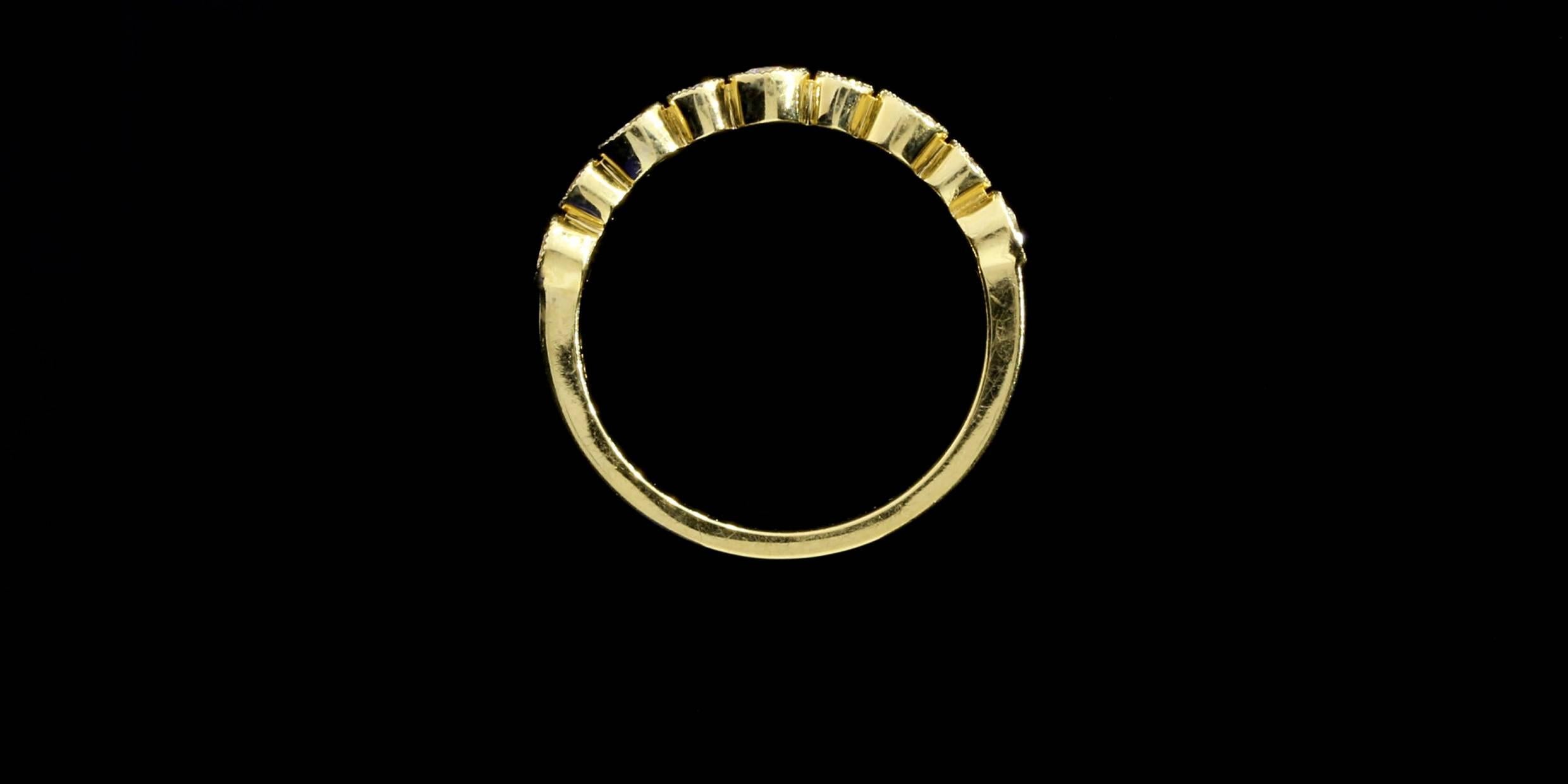 .32 Carat Round Diamonds Gold Bezel Milgrain Wedding Band or Stack Ring In New Condition In Columbia, MO