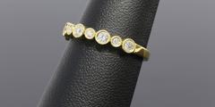 .32 Carat Round Diamonds Gold Bezel Milgrain Wedding Band or Stack Ring
