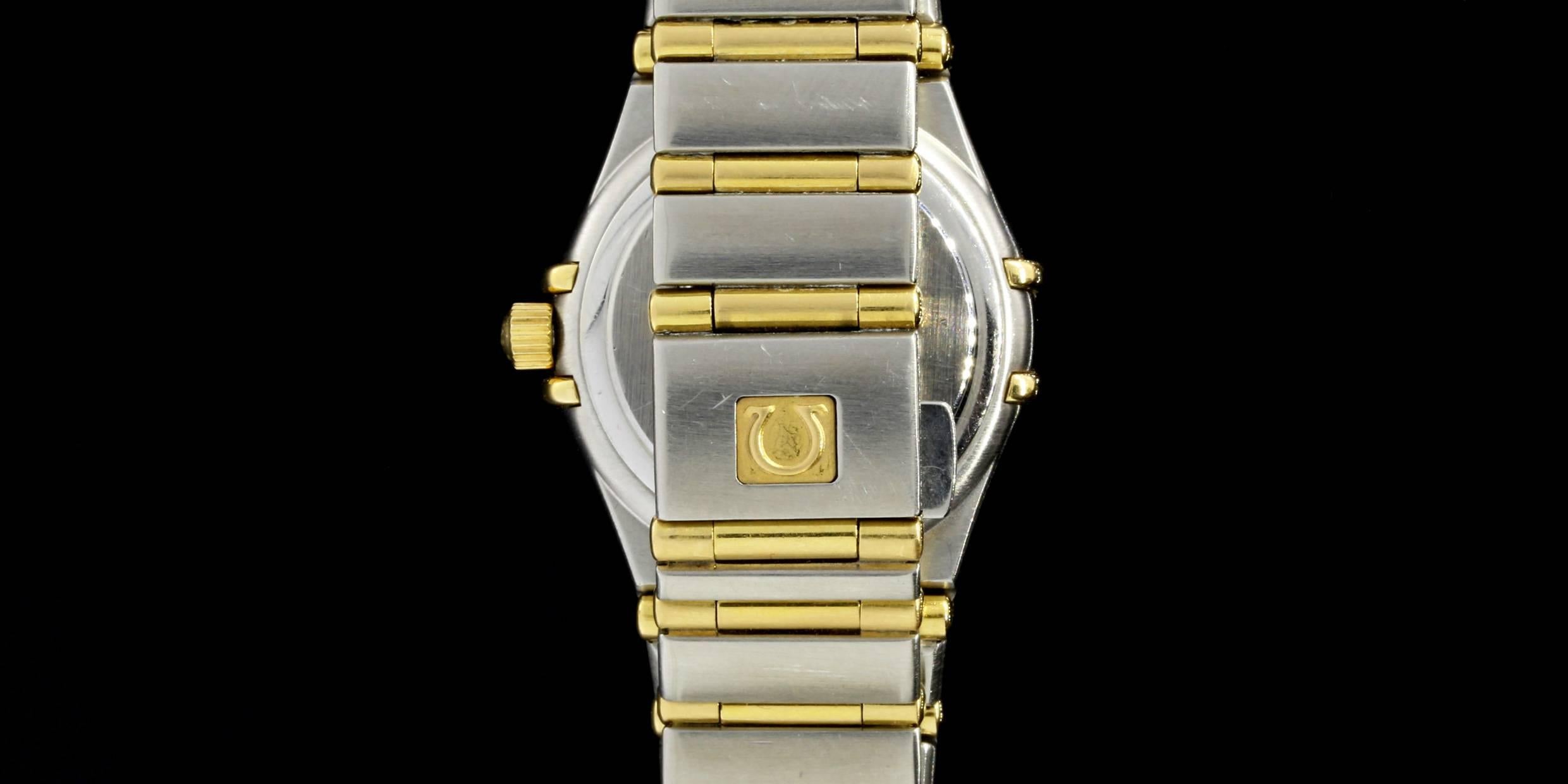 Omega Lady's Yellow Gold Stainless Steel Diamond Constellation Quartz Wristwatch In Excellent Condition In Columbia, MO