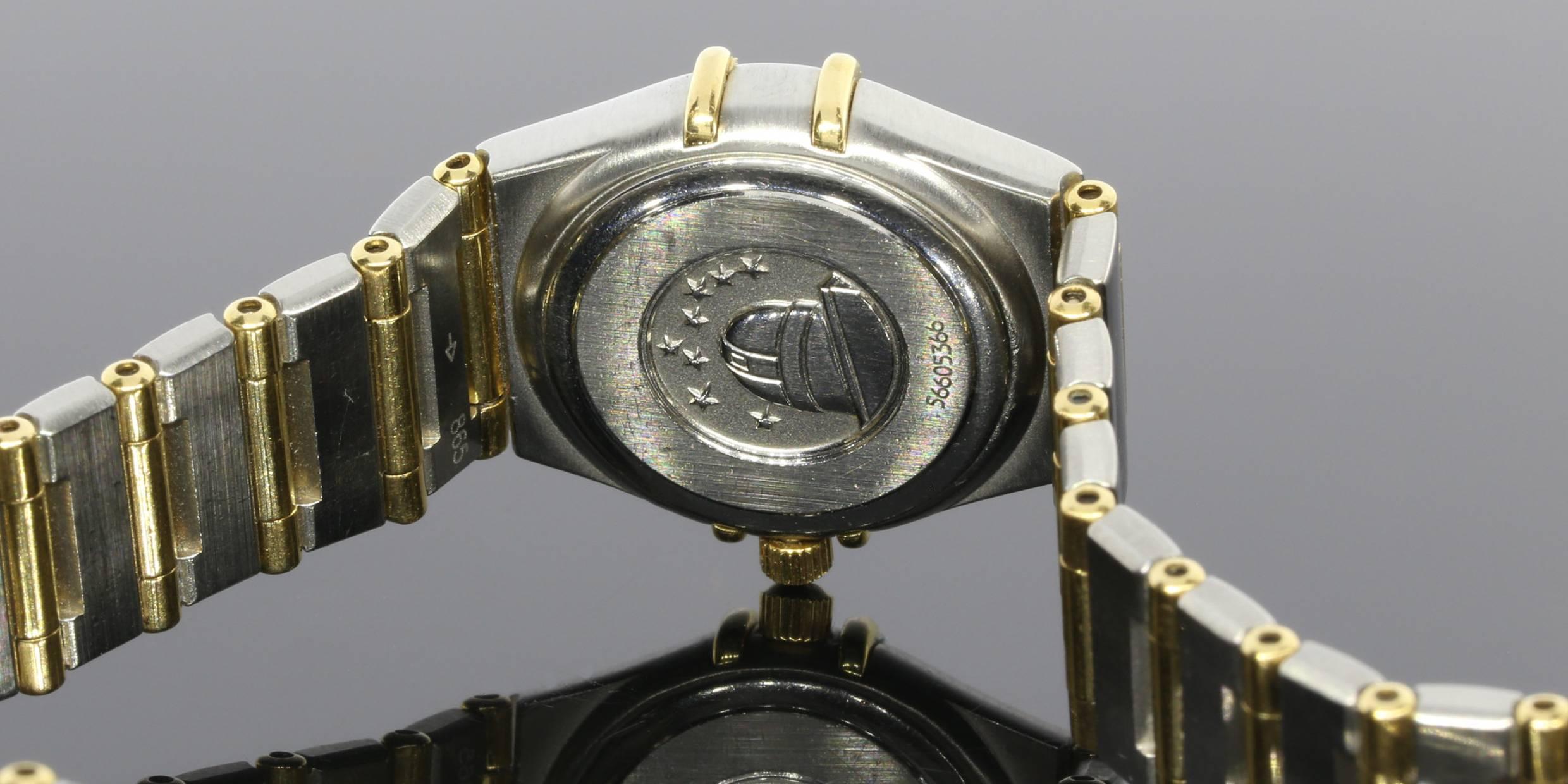 Omega Lady's Yellow Gold Stainless Steel Diamond Constellation Quartz Wristwatch 1