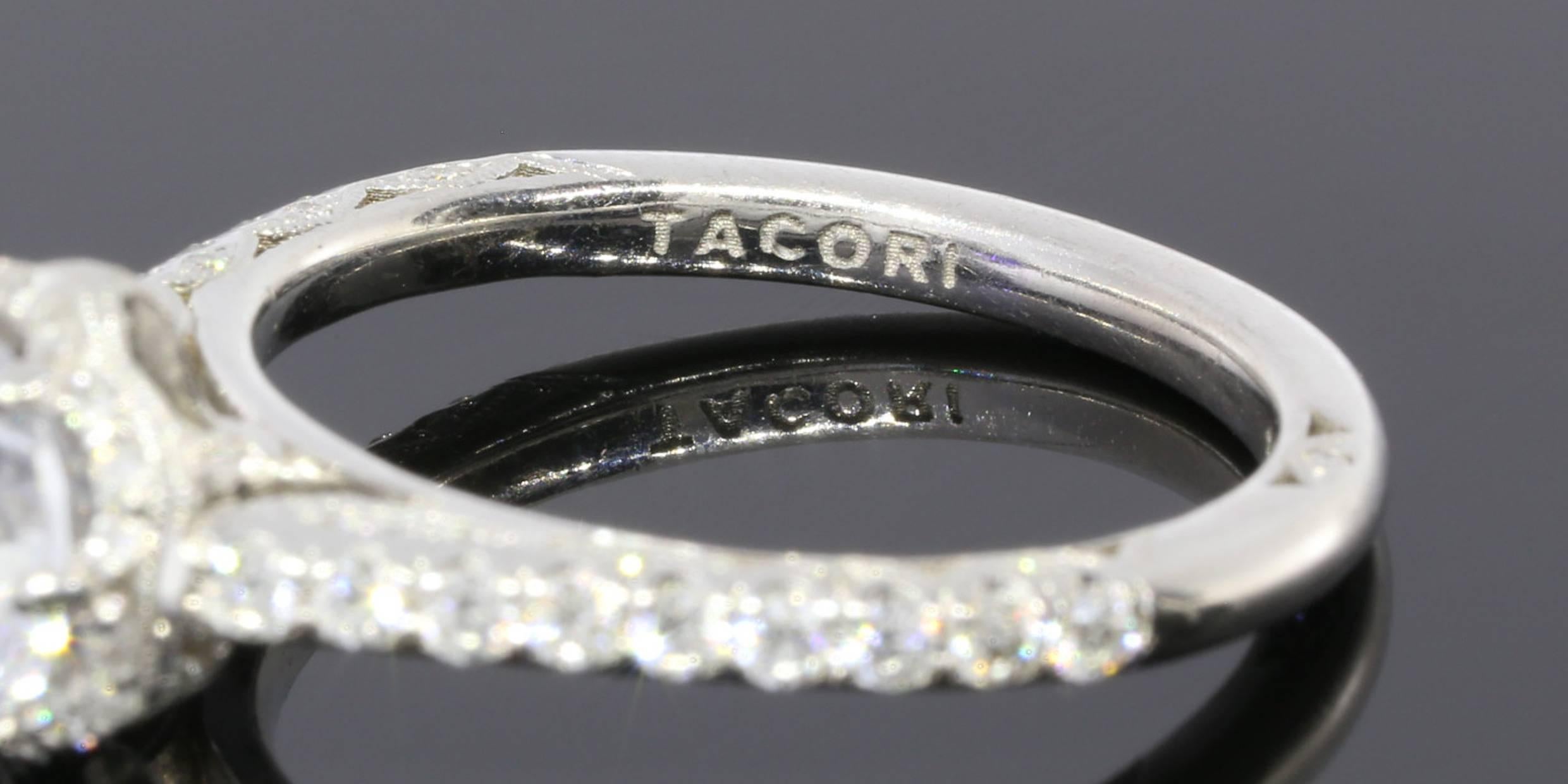 Tacori .49 Carats Diamonds Gold Halo Petite Crescent Engagement Ring 1
