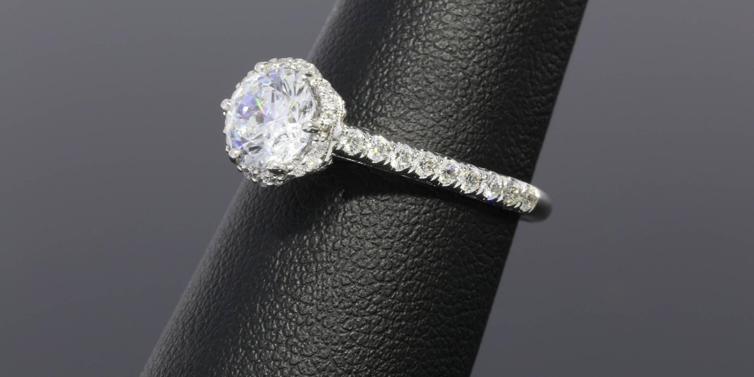 Tacori .49 Carats Diamonds Gold Halo Petite Crescent Engagement Ring 3