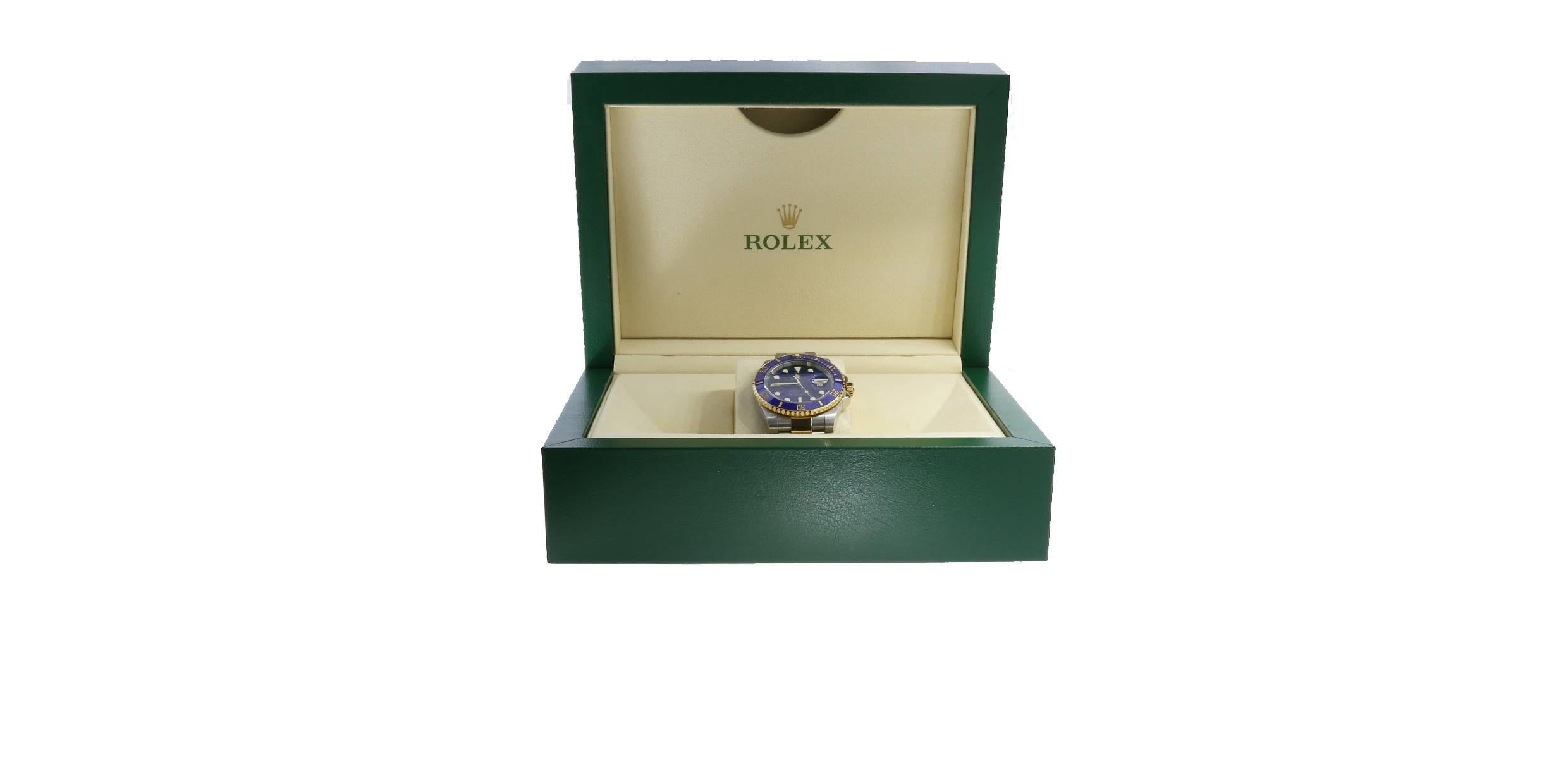 Rolex Yellow Gold Stainless Steel Blue Dial Submariner Wristwatch Ref 116613 3