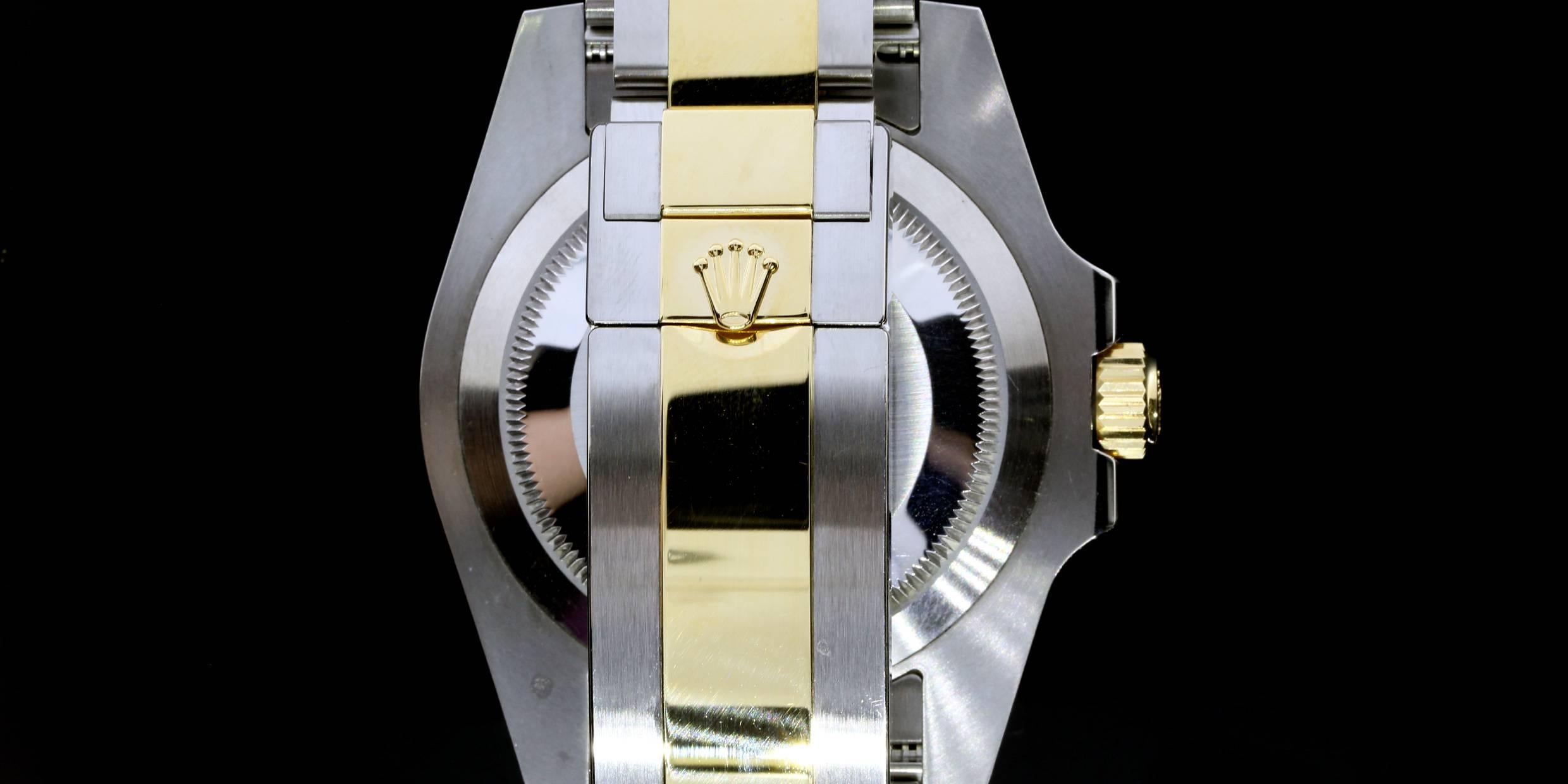 Men's Rolex Yellow Gold Stainless Steel Blue Dial Submariner Wristwatch Ref 116613